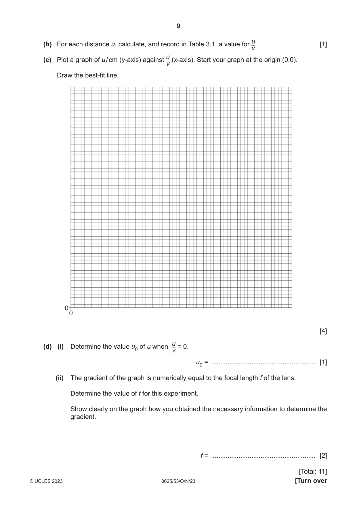 Cambridge IGCSE Physics 0625 2023 Oct/Nov Paper 5 · Variant 3 question paper, page 9 of 12