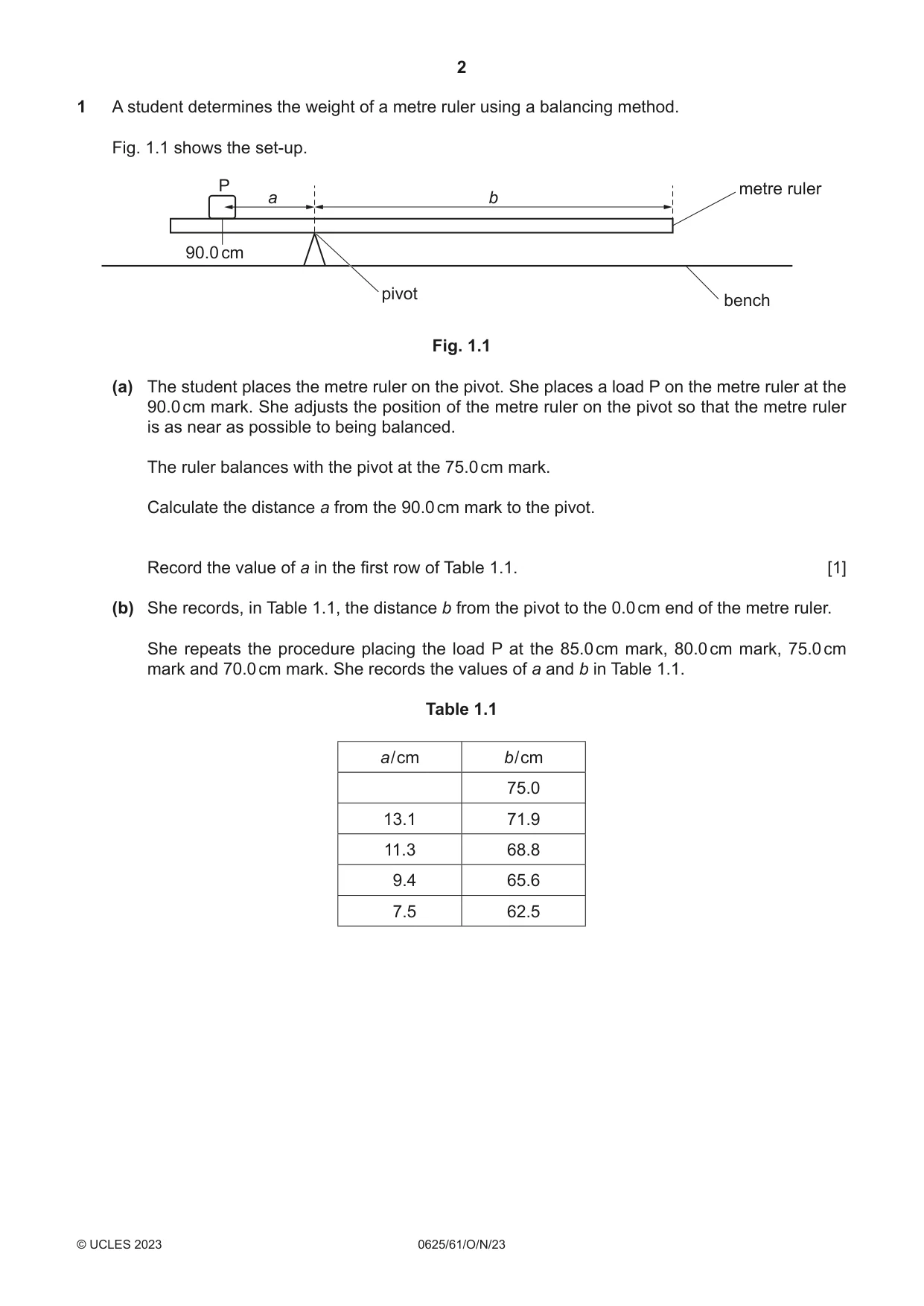 Cambridge IGCSE Physics 0625 2023 Oct/Nov Paper 6 · Variant 1 question paper, page 2 of 12
