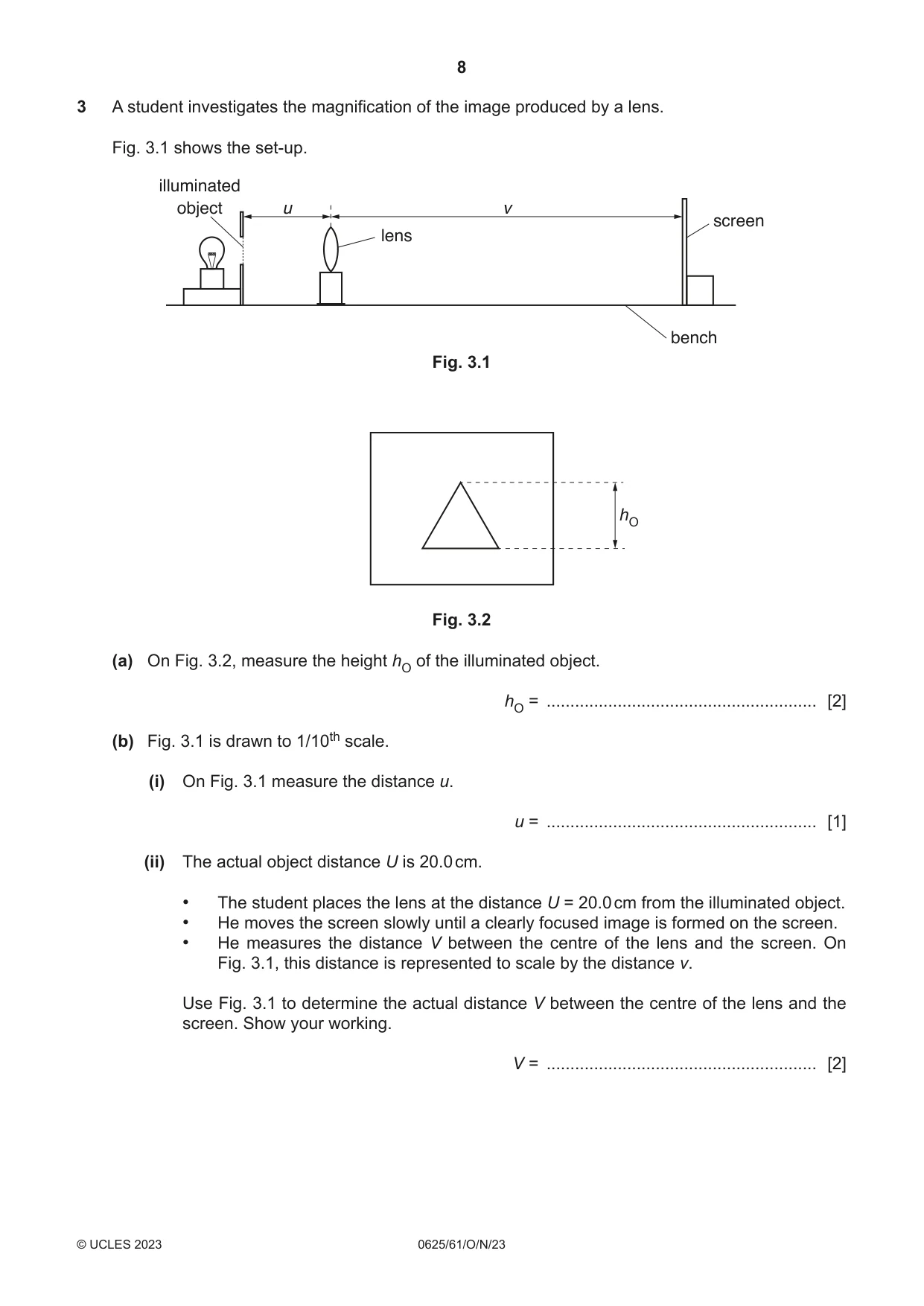 Cambridge IGCSE Physics 0625 2023 Oct/Nov Paper 6 · Variant 1 question paper, page 8 of 12