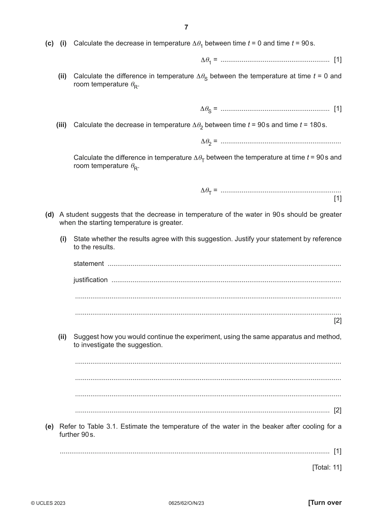 Cambridge IGCSE Physics 0625 2023 Oct/Nov Paper 6 · Variant 2 question paper, page 7 of 12