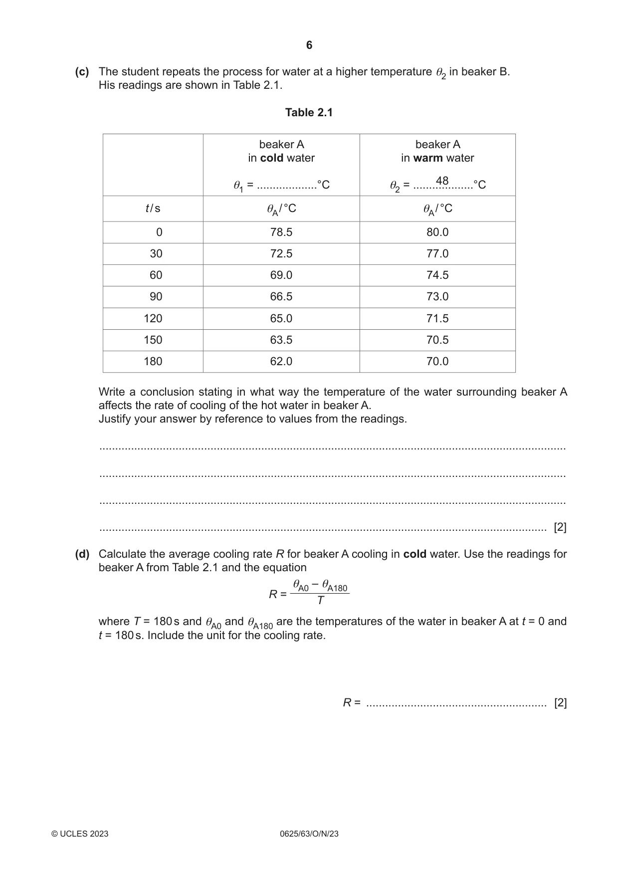 Cambridge IGCSE Physics 0625 2023 Oct/Nov Paper 6 · Variant 3 question paper, page 6 of 12