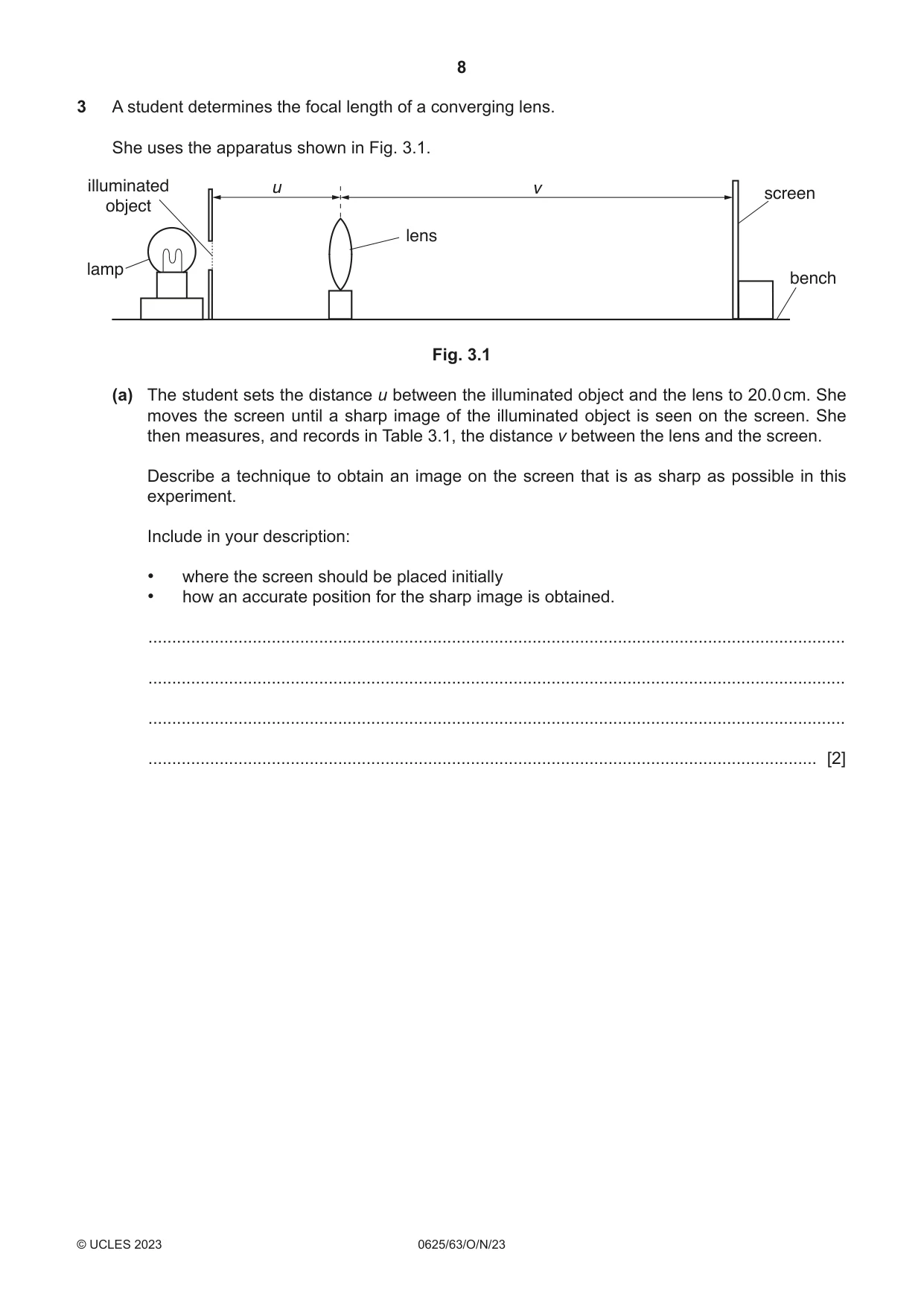 Cambridge IGCSE Physics 0625 2023 Oct/Nov Paper 6 · Variant 3 question paper, page 8 of 12