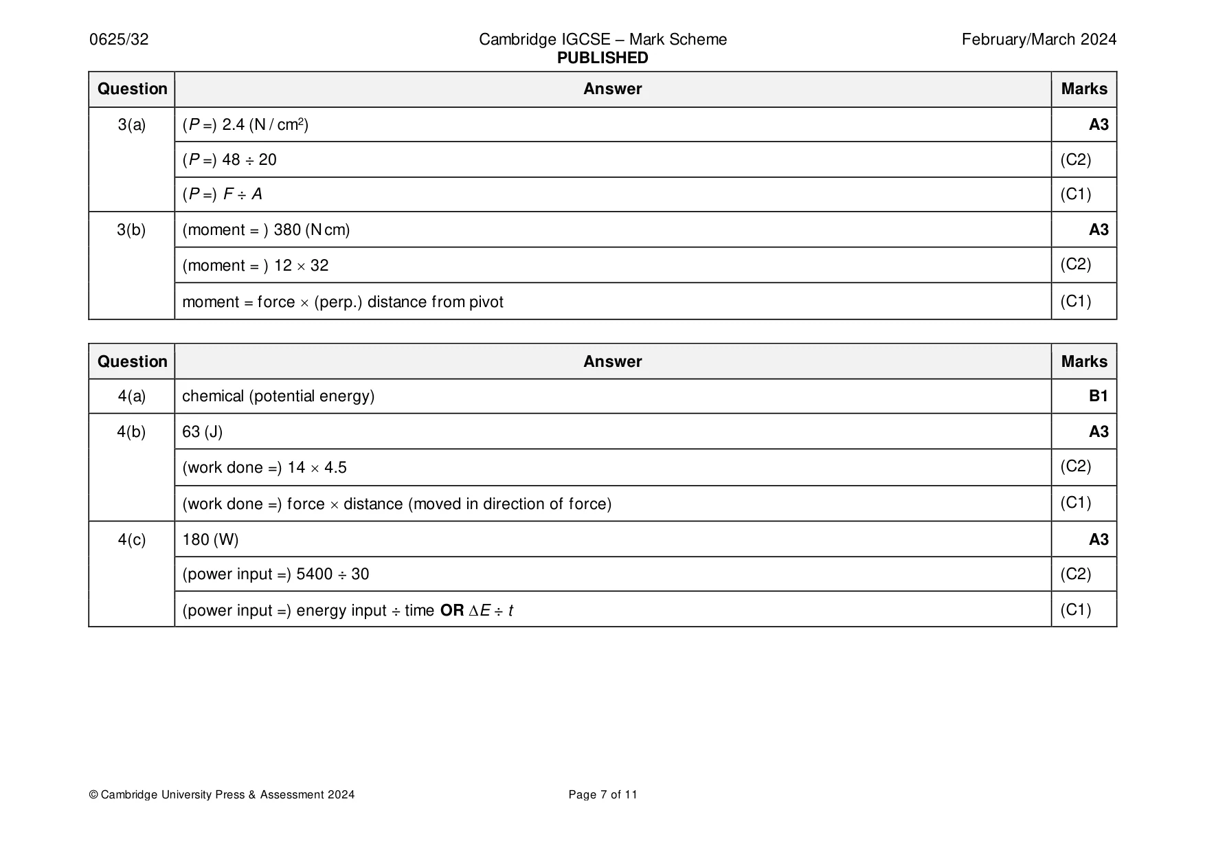 Mark scheme, page 7 of 11