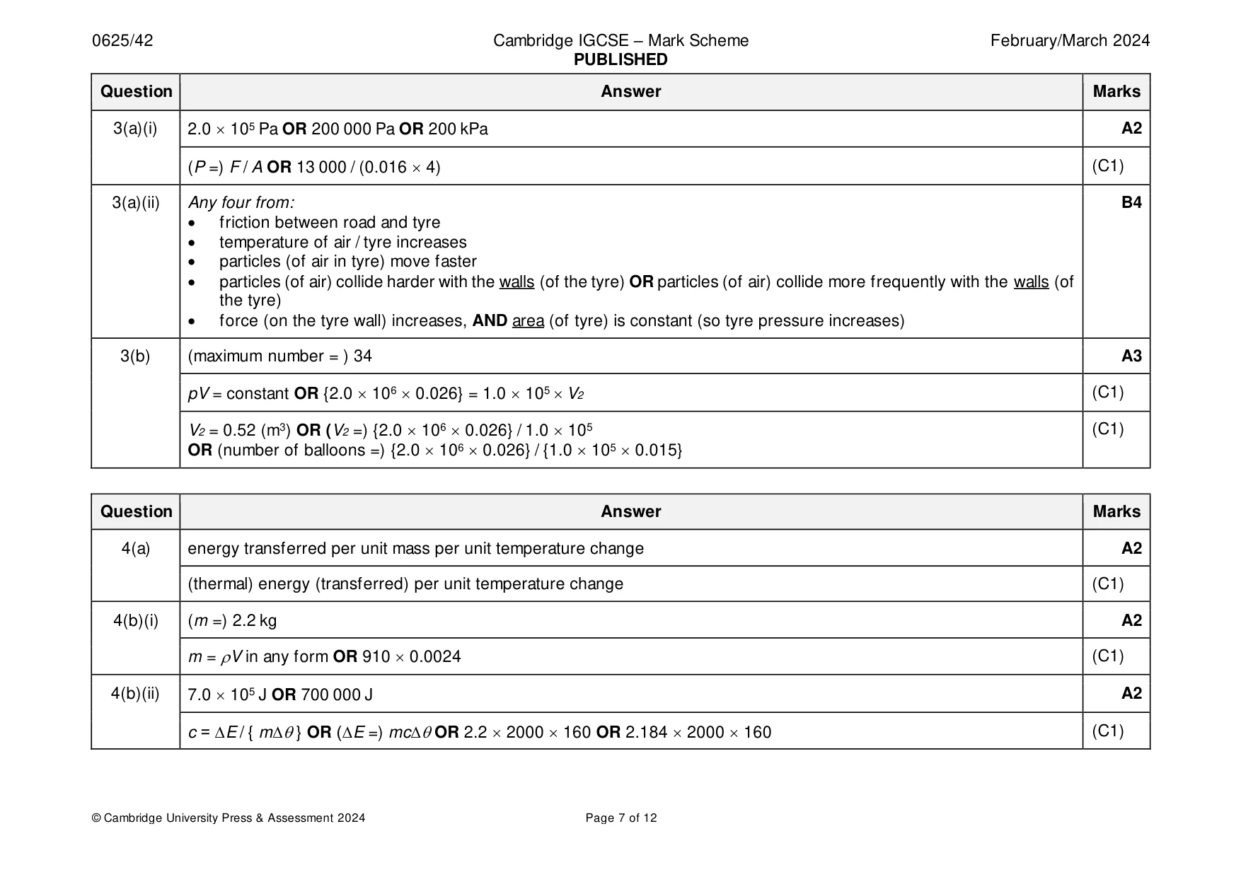 Mark scheme, page 7 of 12