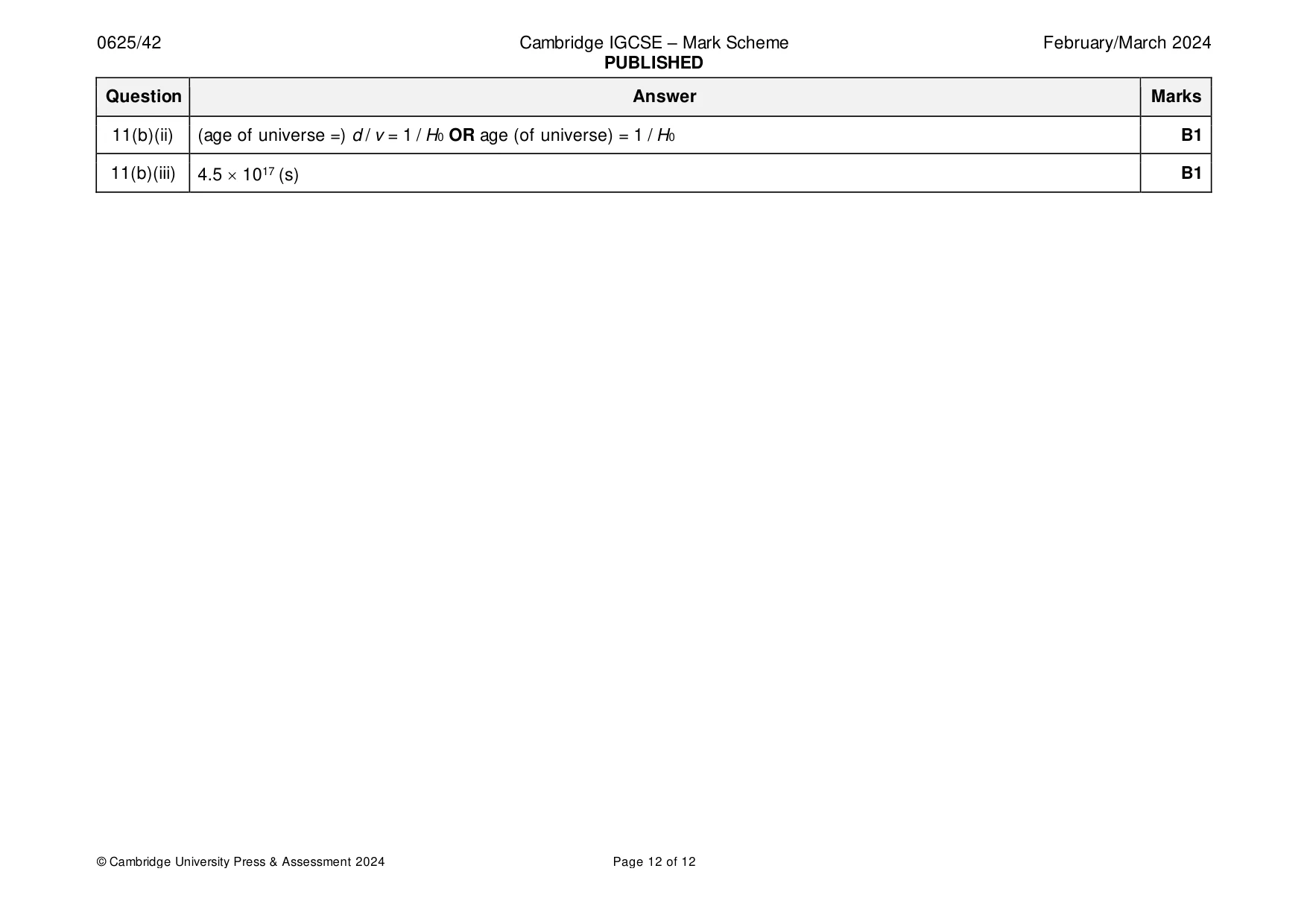 Mark scheme, page 12 of 12