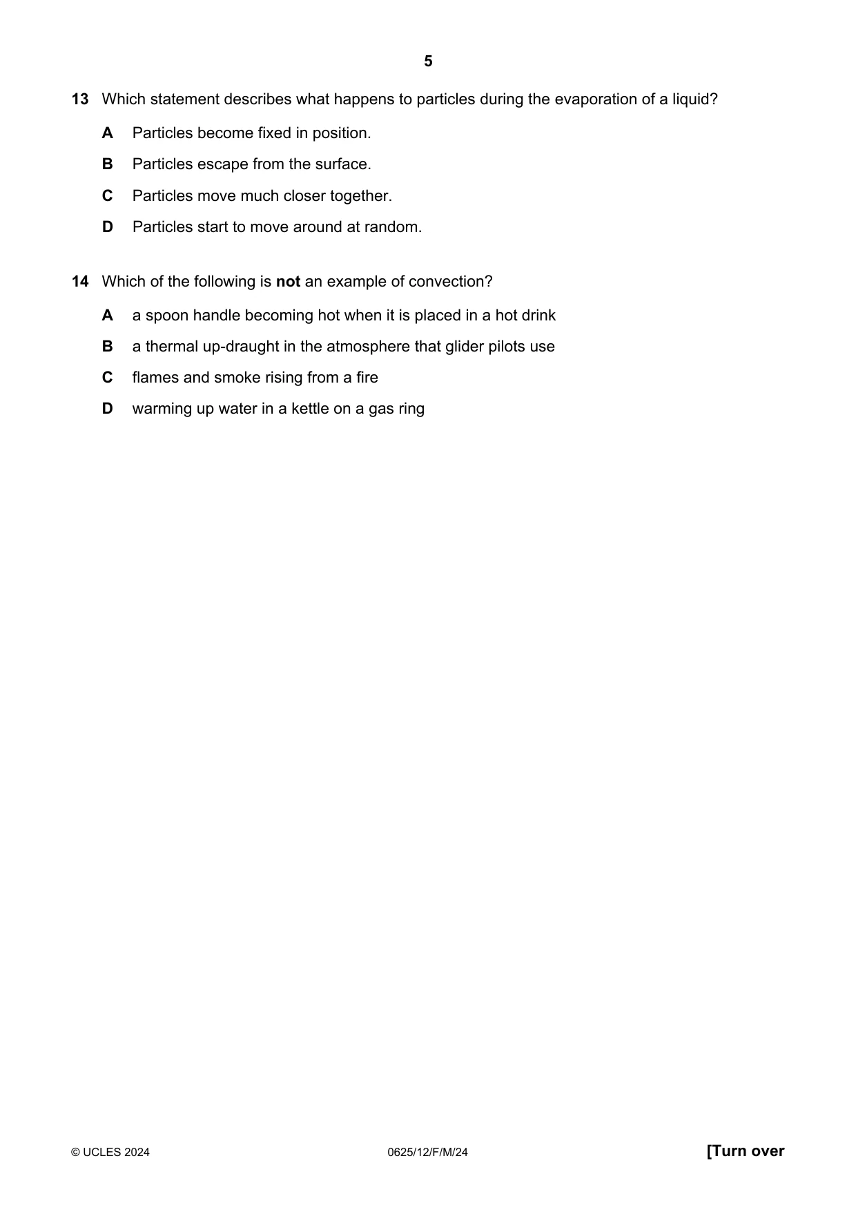 Cambridge IGCSE Physics 0625 2024 Feb/March Paper 1 · Variant 2 question paper, page 5 of 16