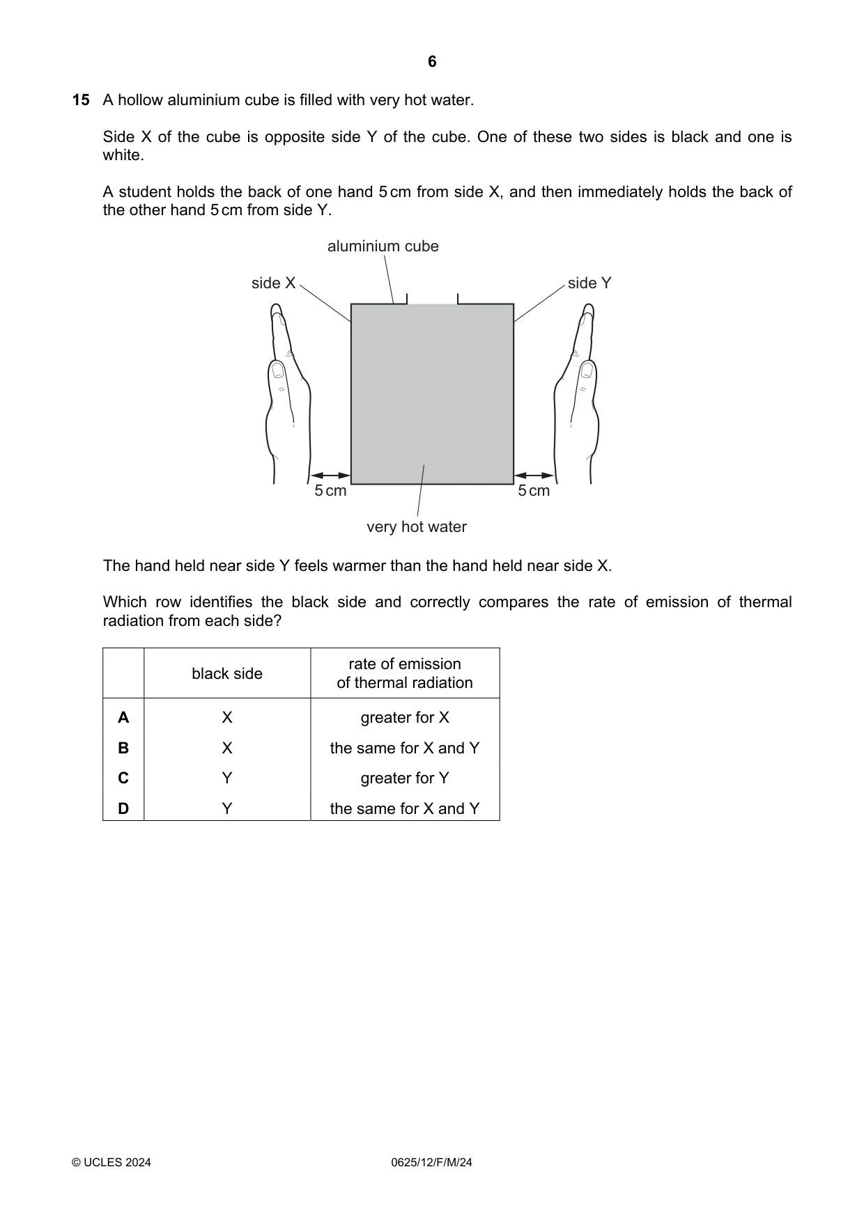 Cambridge IGCSE Physics 0625 2024 Feb/March Paper 1 · Variant 2 question paper, page 6 of 16