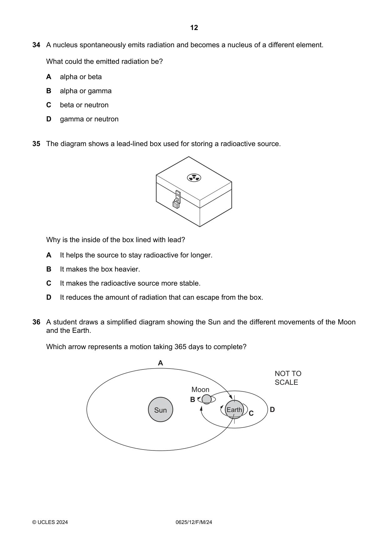 Cambridge IGCSE Physics 0625 2024 Feb/March Paper 1 · Variant 2 question paper, page 12 of 16