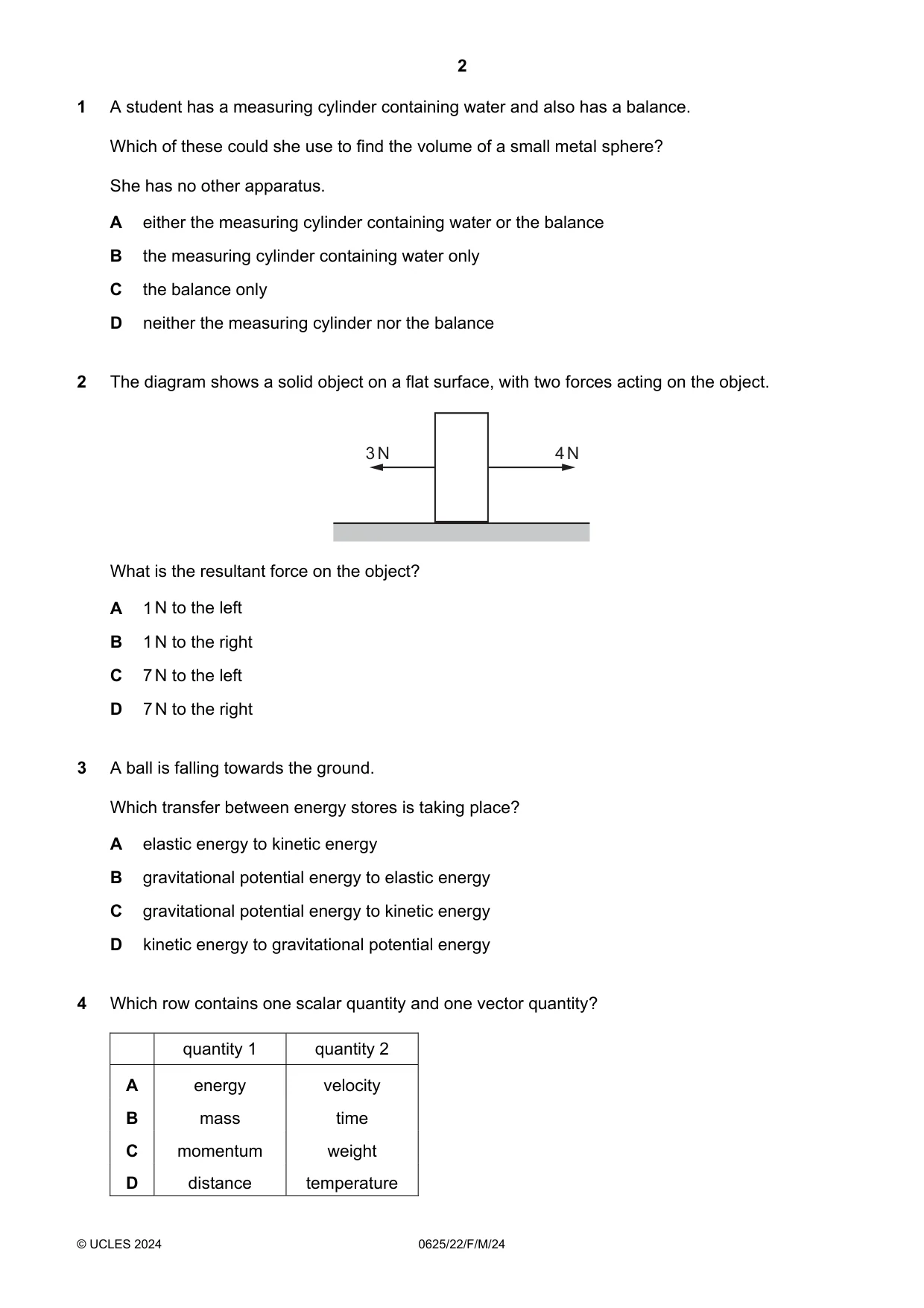 Cambridge IGCSE Physics 0625 2024 Feb/March Paper 2 · Variant 2 question paper, page 2 of 16