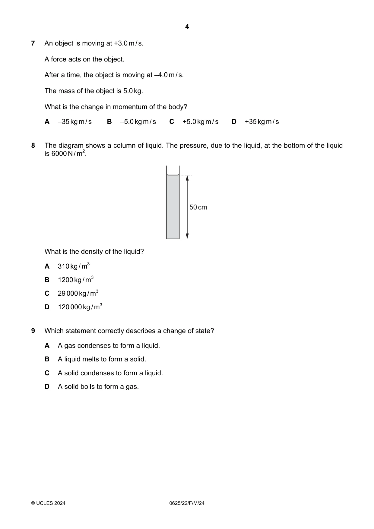 Cambridge IGCSE Physics 0625 2024 Feb/March Paper 2 · Variant 2 question paper, page 4 of 16