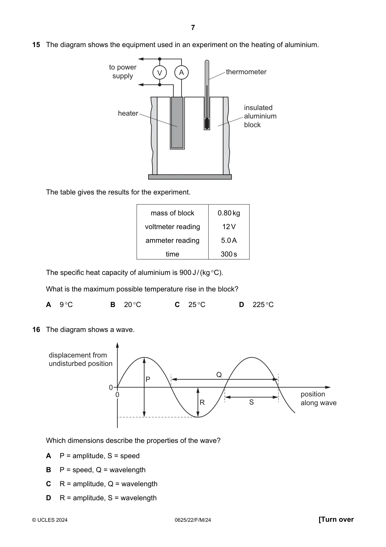 Cambridge IGCSE Physics 0625 2024 Feb/March Paper 2 · Variant 2 question paper, page 7 of 16