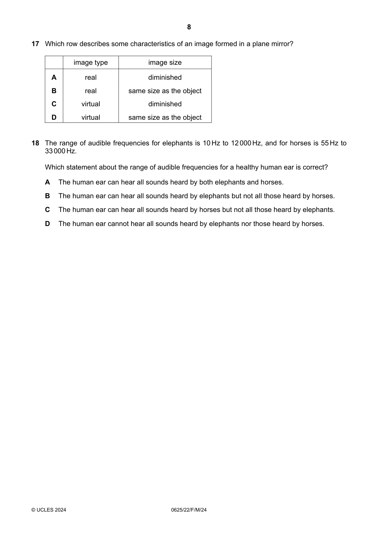 Cambridge IGCSE Physics 0625 2024 Feb/March Paper 2 · Variant 2 question paper, page 8 of 16
