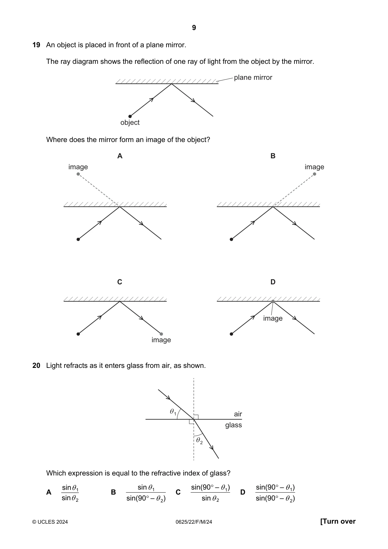 Cambridge IGCSE Physics 0625 2024 Feb/March Paper 2 · Variant 2 question paper, page 9 of 16