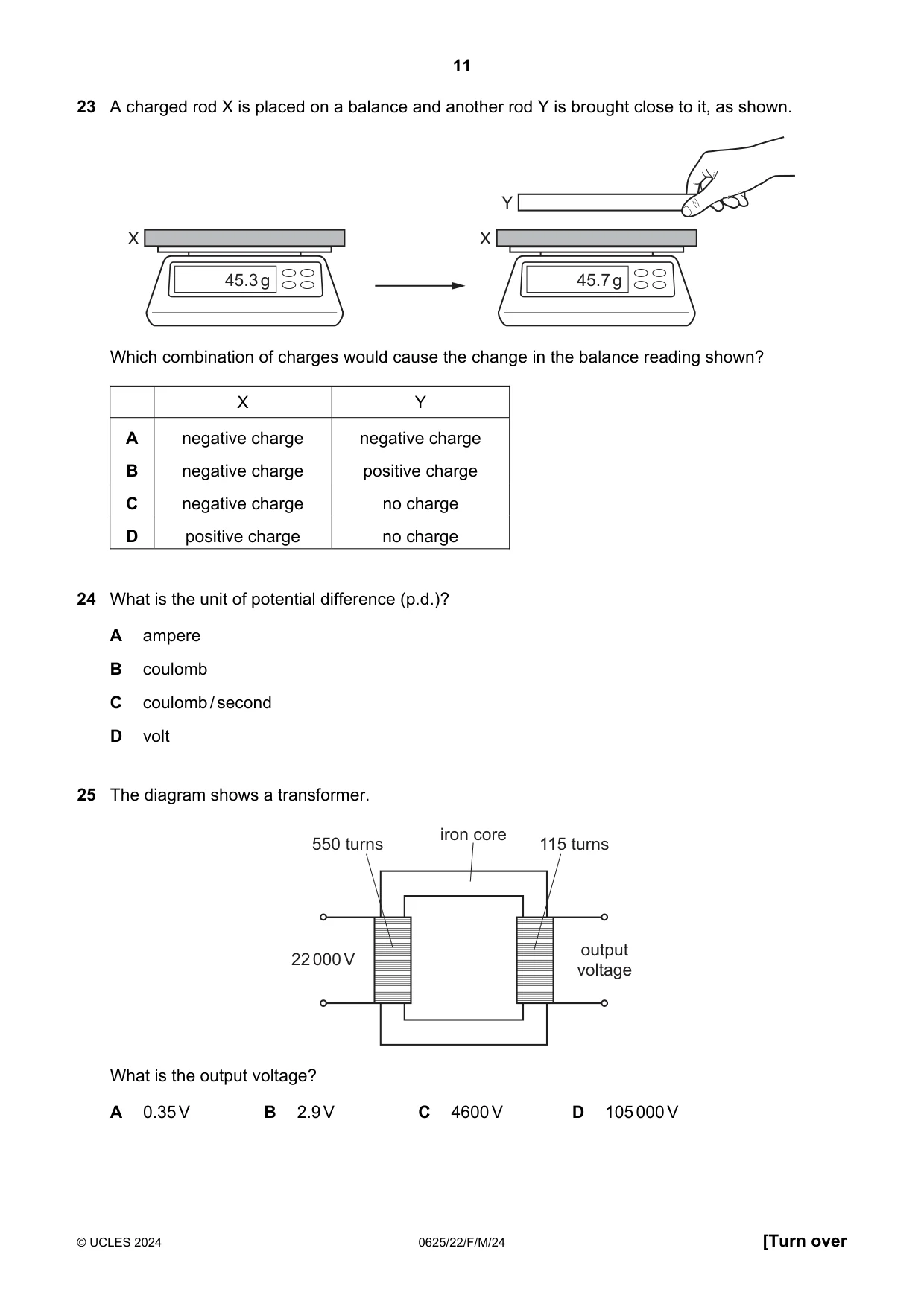 Cambridge IGCSE Physics 0625 2024 Feb/March Paper 2 · Variant 2 question paper, page 11 of 16