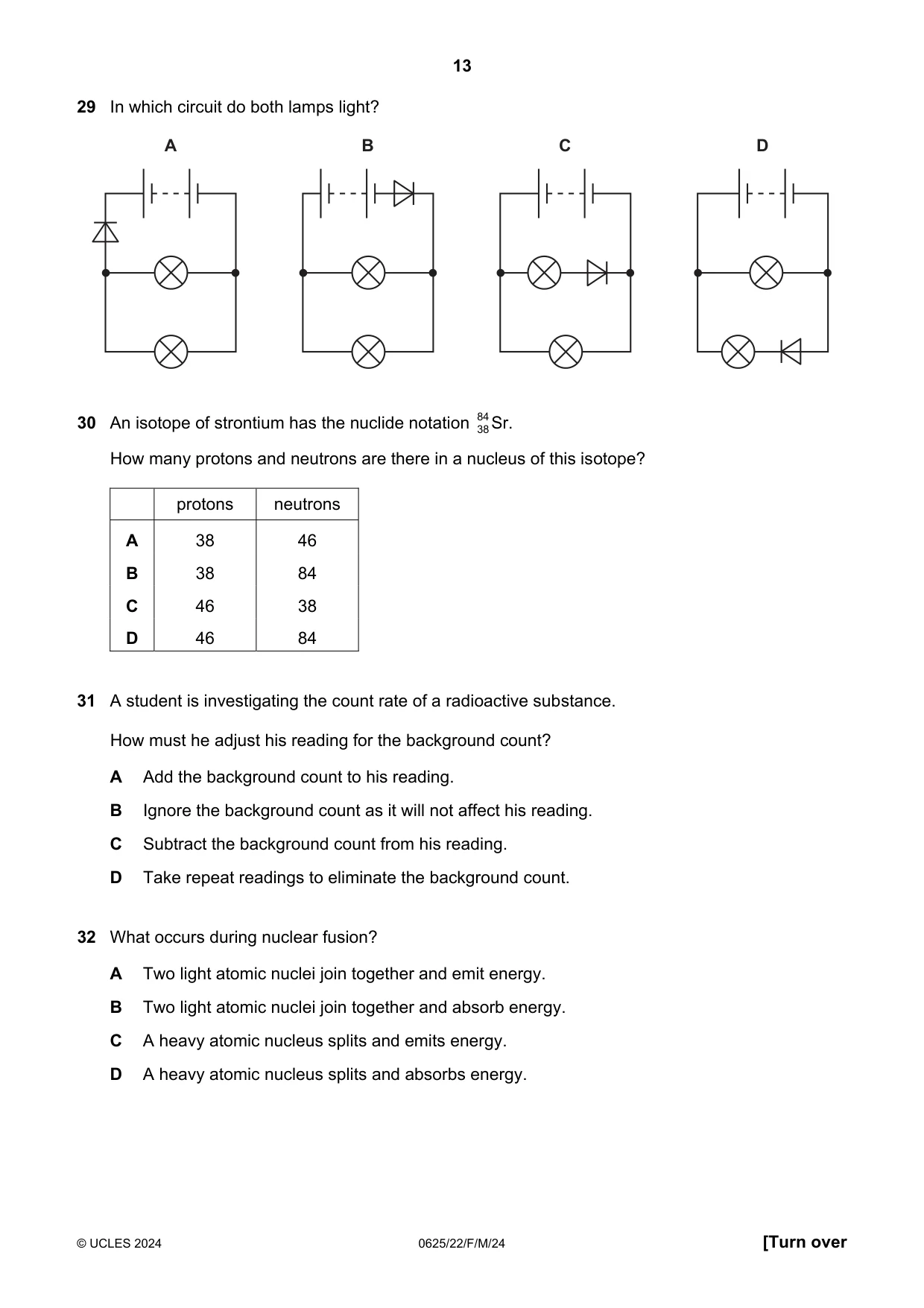 Cambridge IGCSE Physics 0625 2024 Feb/March Paper 2 · Variant 2 question paper, page 13 of 16