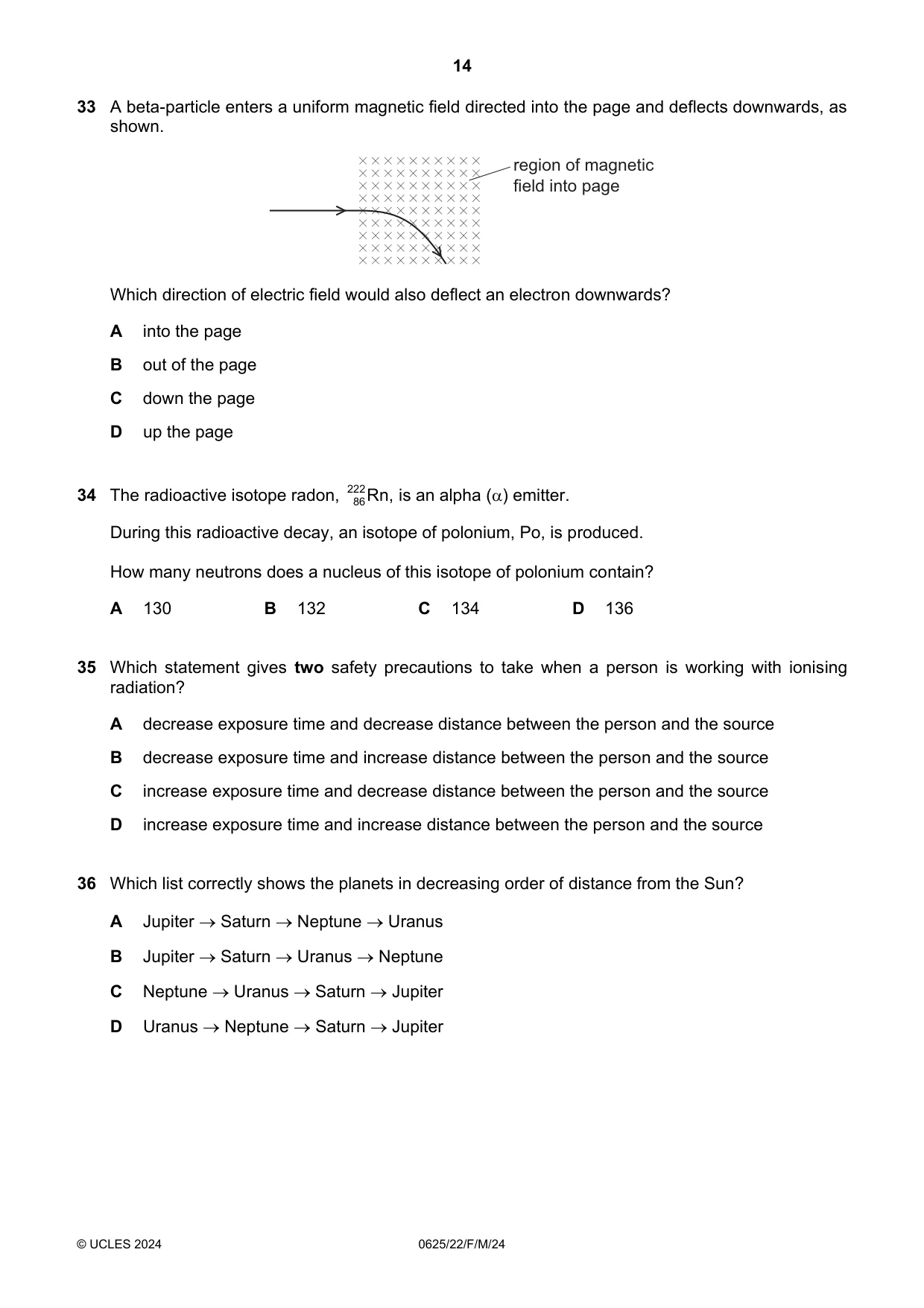 Cambridge IGCSE Physics 0625 2024 Feb/March Paper 2 · Variant 2 question paper, page 14 of 16