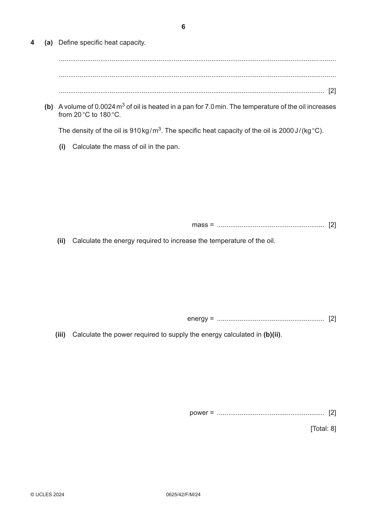 Cambridge IGCSE Physics 0625 2024 Feb/March Paper 4 · Variant 2 question paper, page 6 of 20