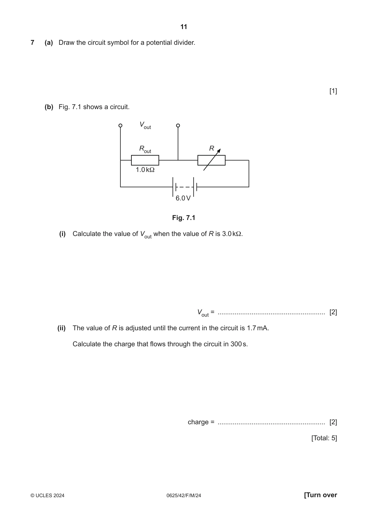 Cambridge IGCSE Physics 0625 2024 Feb/March Paper 4 · Variant 2 question paper, page 11 of 20