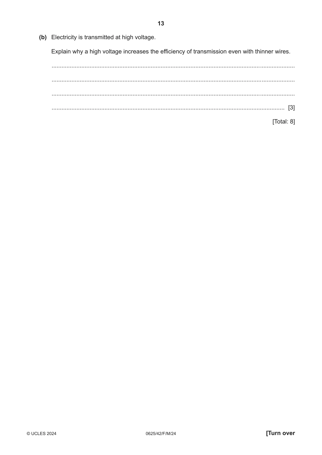 Cambridge IGCSE Physics 0625 2024 Feb/March Paper 4 · Variant 2 question paper, page 13 of 20