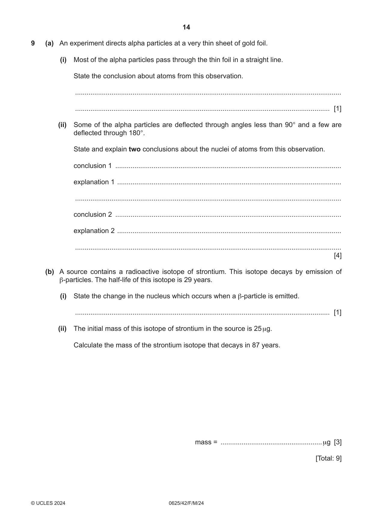 Cambridge IGCSE Physics 0625 2024 Feb/March Paper 4 · Variant 2 question paper, page 14 of 20