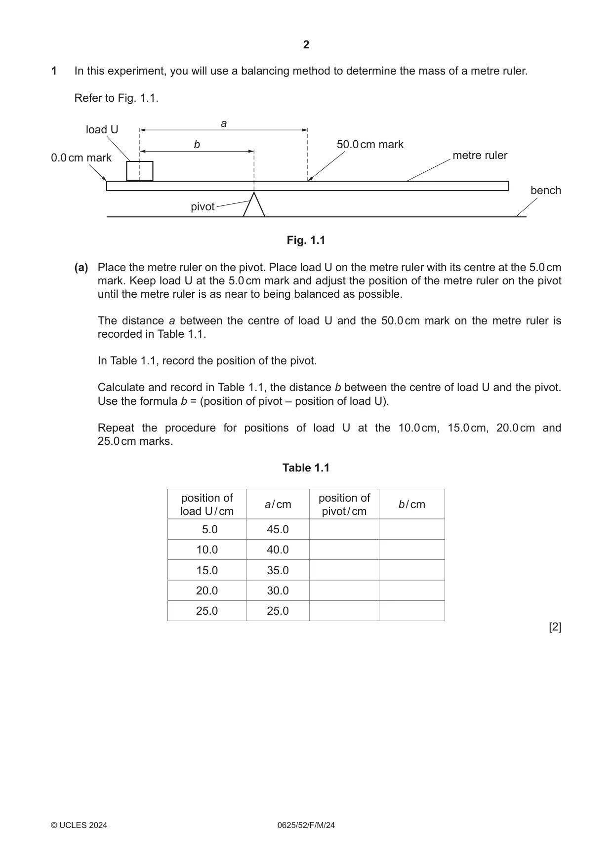 Cambridge IGCSE Physics 0625 2024 Feb/March Paper 5 · Variant 2 question paper, page 2 of 12