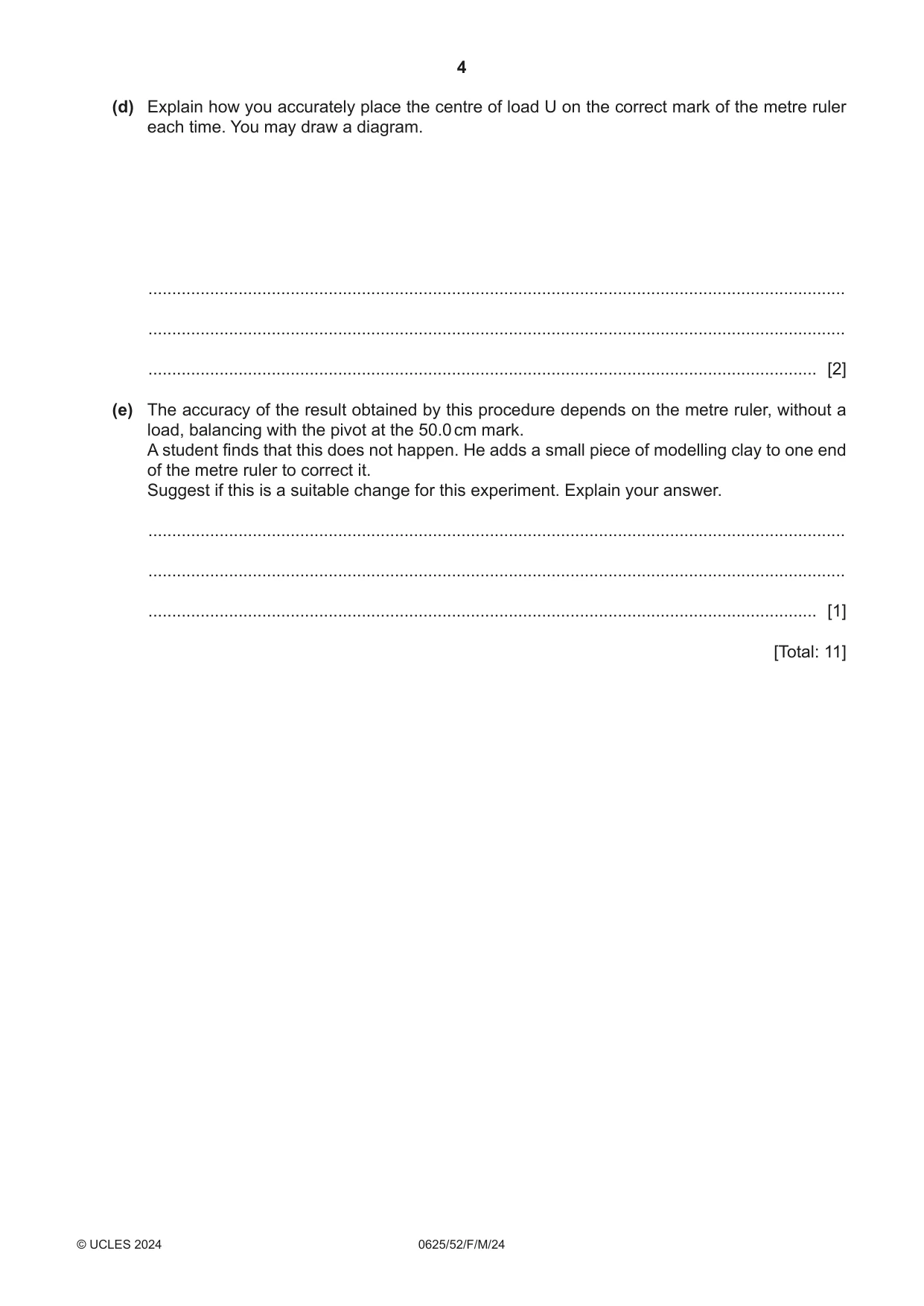 Cambridge IGCSE Physics 0625 2024 Feb/March Paper 5 · Variant 2 question paper, page 4 of 12