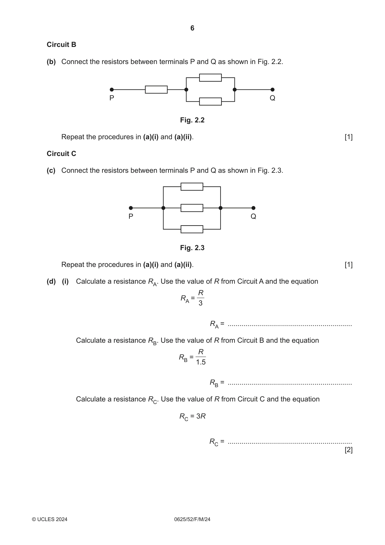 Cambridge IGCSE Physics 0625 2024 Feb/March Paper 5 · Variant 2 question paper, page 6 of 12