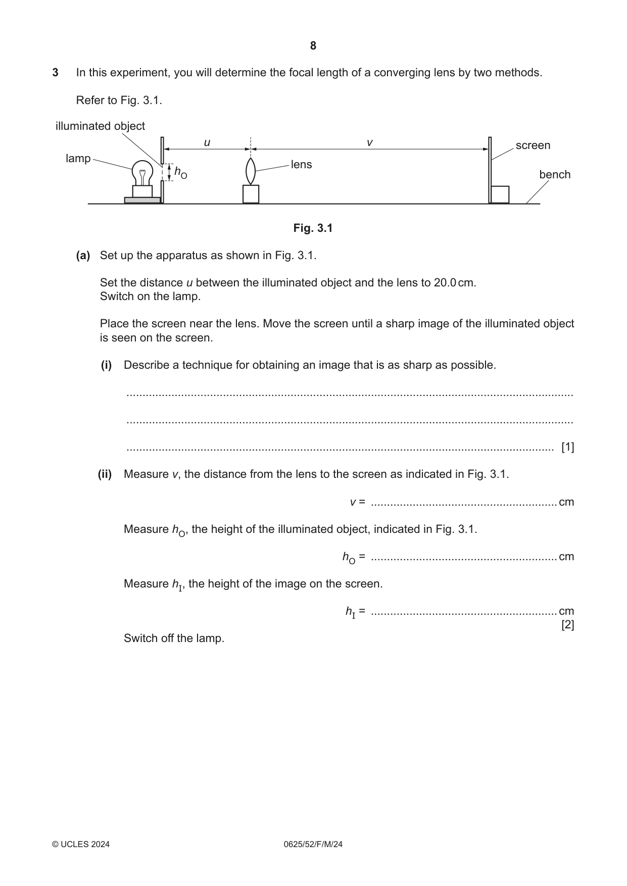 Cambridge IGCSE Physics 0625 2024 Feb/March Paper 5 · Variant 2 question paper, page 8 of 12