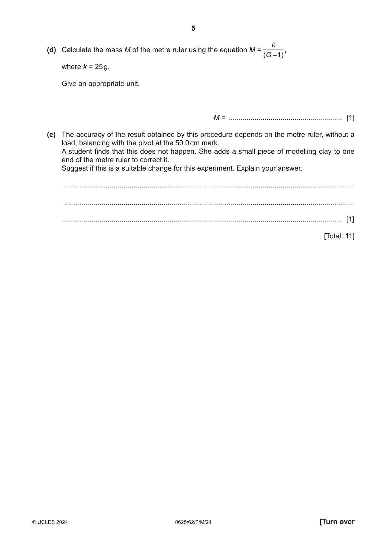 Cambridge IGCSE Physics 0625 2024 Feb/March Paper 6 · Variant 2 question paper, page 5 of 16