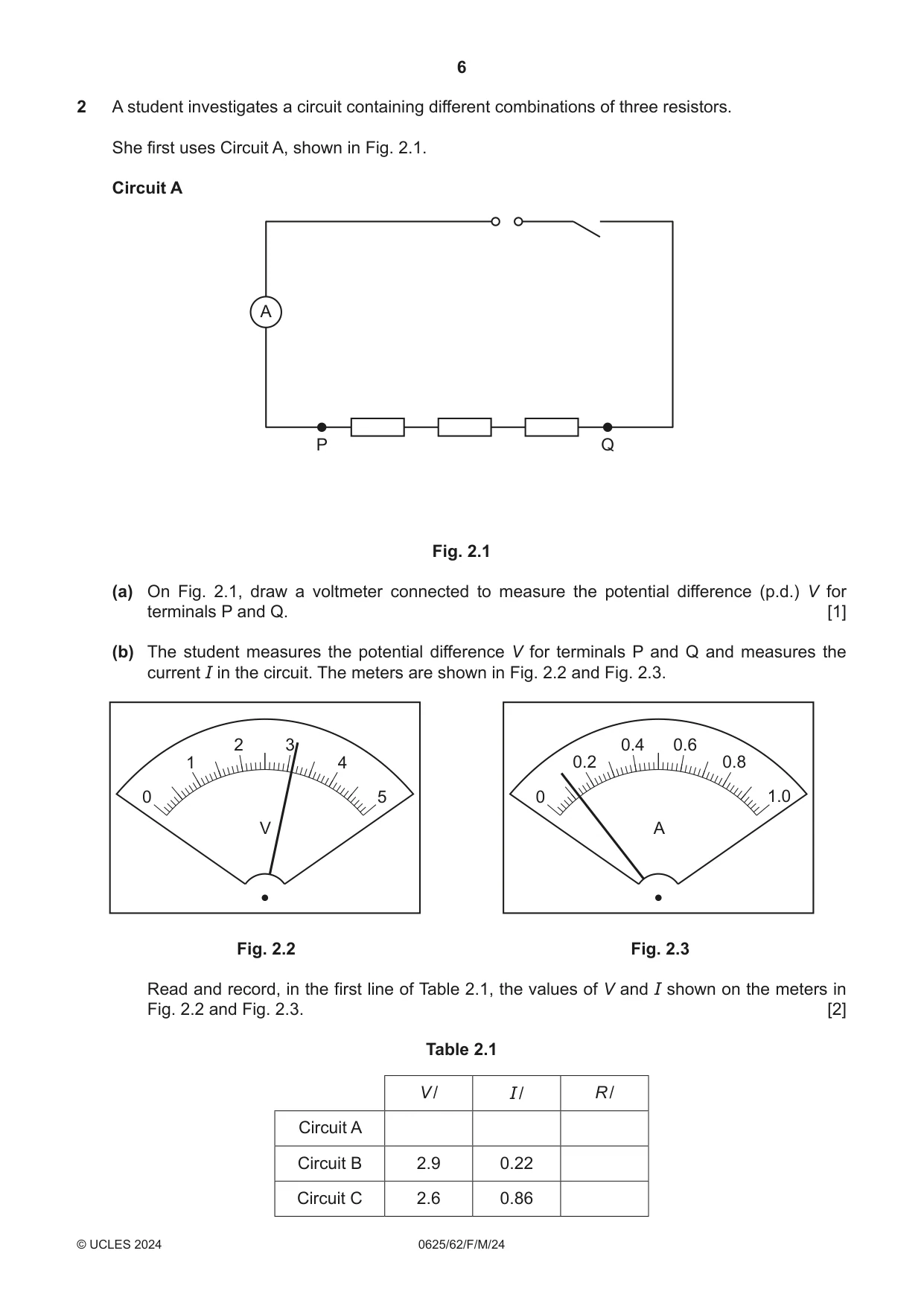 Cambridge IGCSE Physics 0625 2024 Feb/March Paper 6 · Variant 2 question paper, page 6 of 16