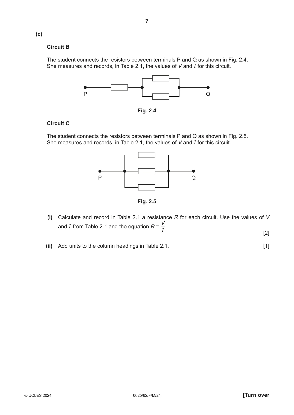 Cambridge IGCSE Physics 0625 2024 Feb/March Paper 6 · Variant 2 question paper, page 7 of 16