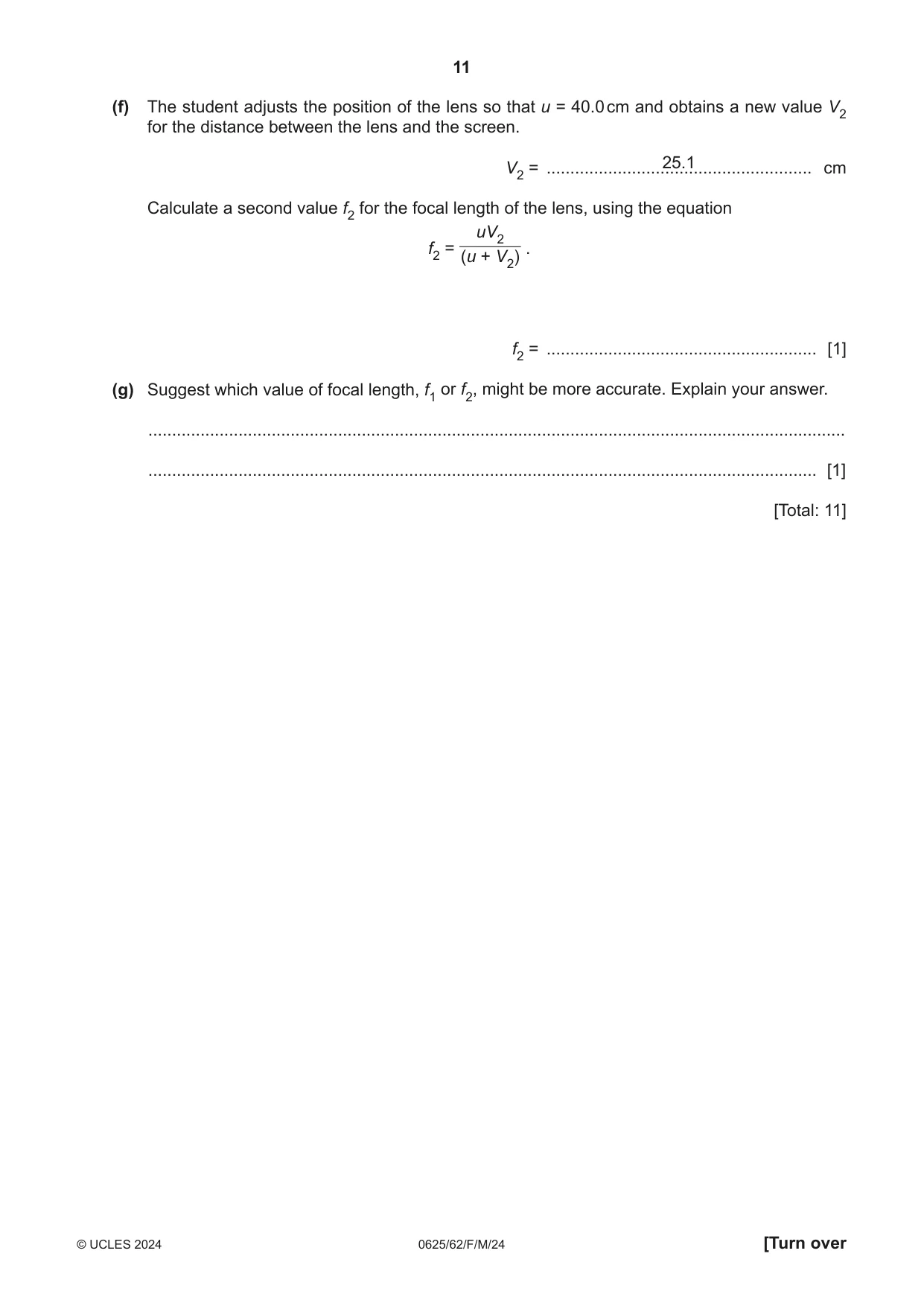 Cambridge IGCSE Physics 0625 2024 Feb/March Paper 6 · Variant 2 question paper, page 11 of 16