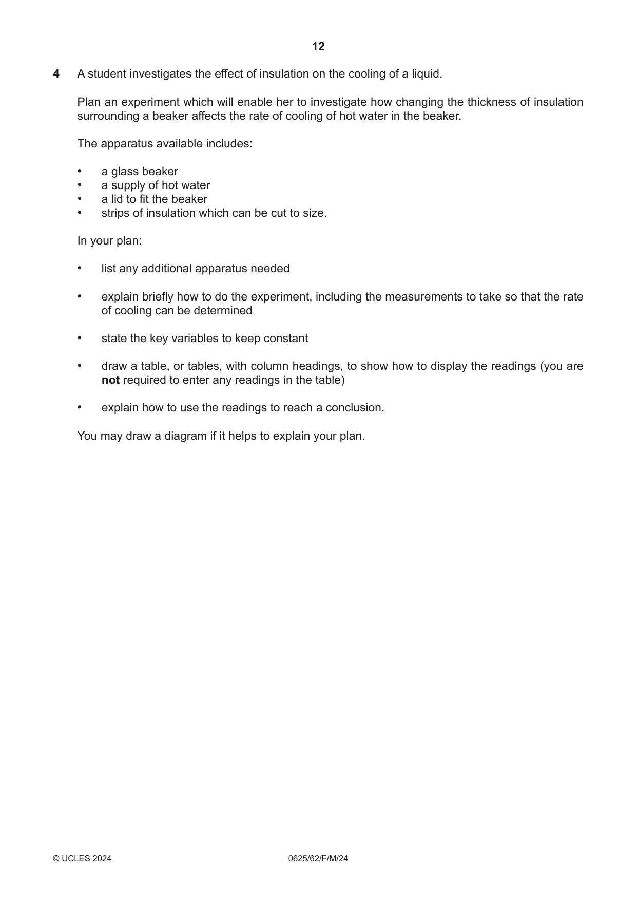 Cambridge IGCSE Physics 0625 2024 Feb/March Paper 6 · Variant 2 question paper, page 12 of 16