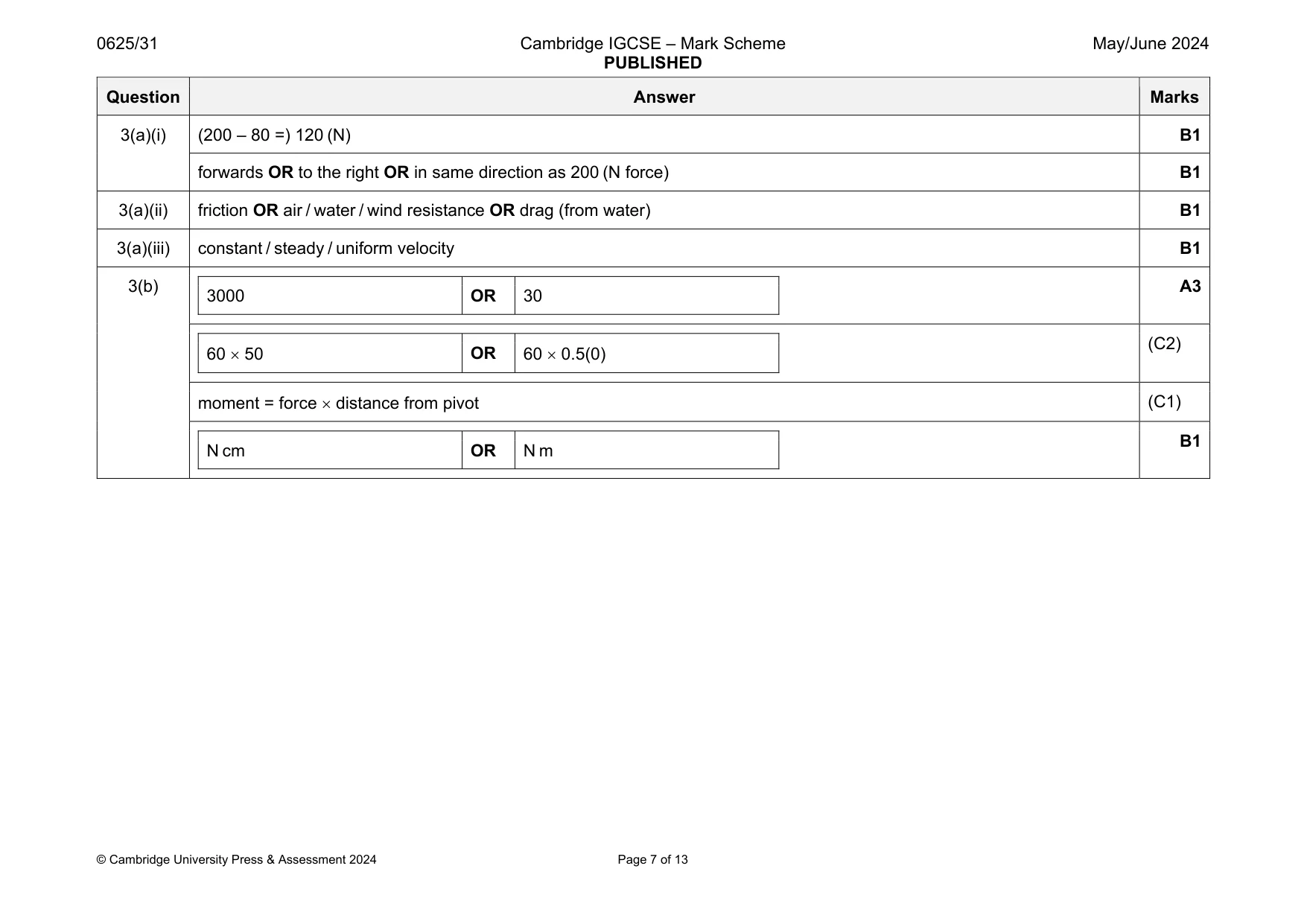 Mark scheme, page 7 of 13