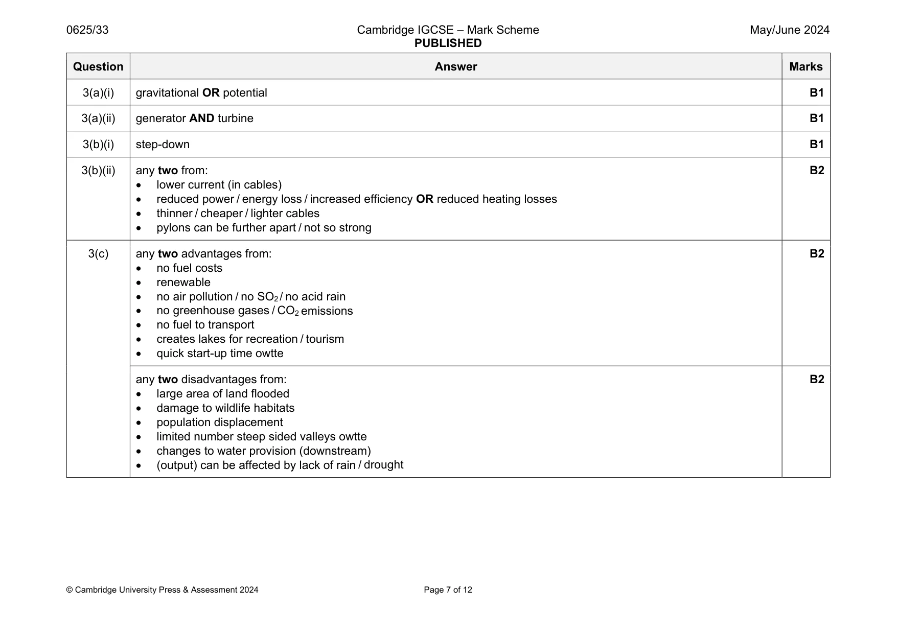 Mark scheme, page 7 of 12