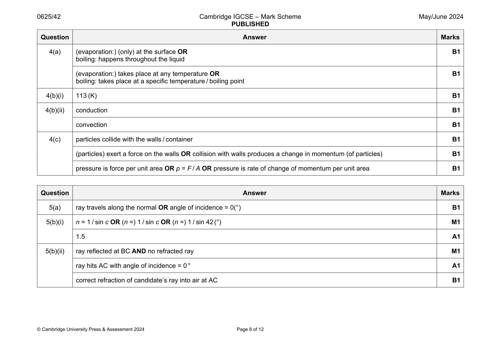 Mark scheme, page 8 of 12