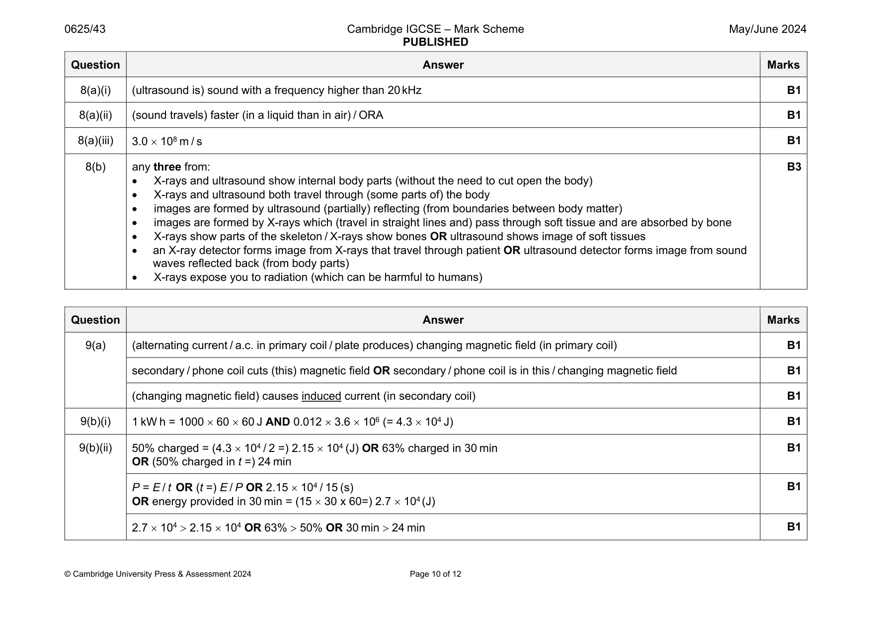 Mark scheme, page 10 of 12