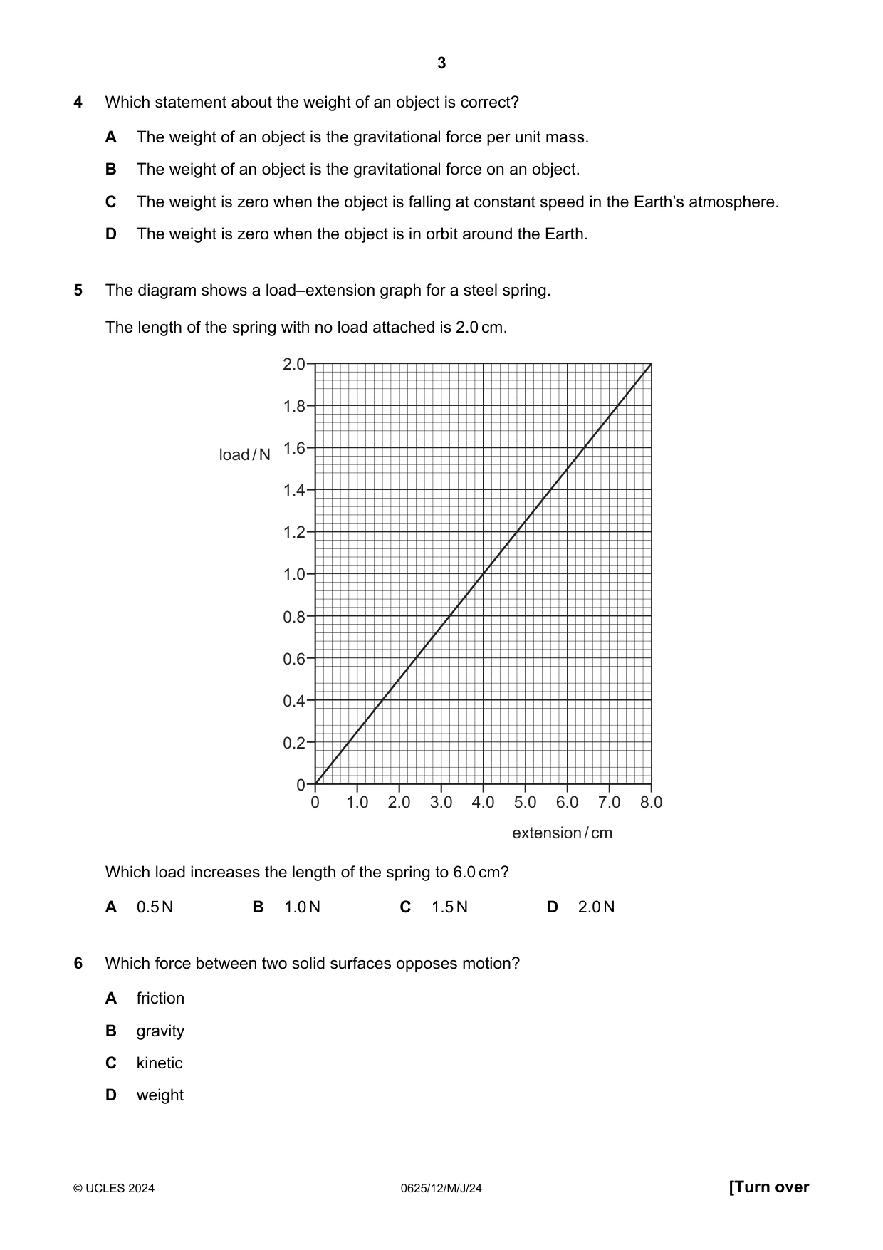 Cambridge IGCSE Physics 0625 2024 May/June Paper 1 · Variant 2 question paper, page 3 of 16