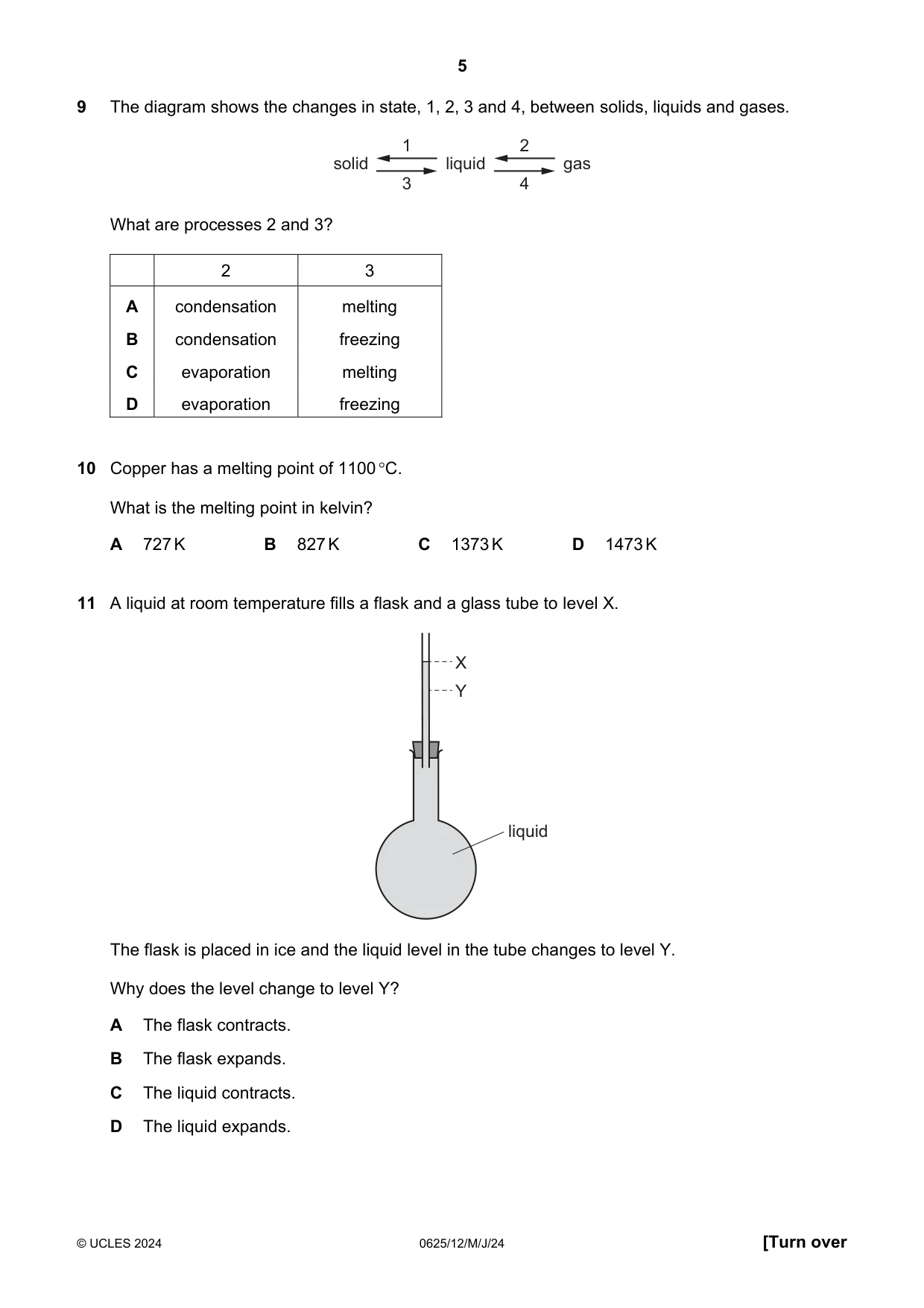 Cambridge IGCSE Physics 0625 2024 May/June Paper 1 · Variant 2 question paper, page 5 of 16