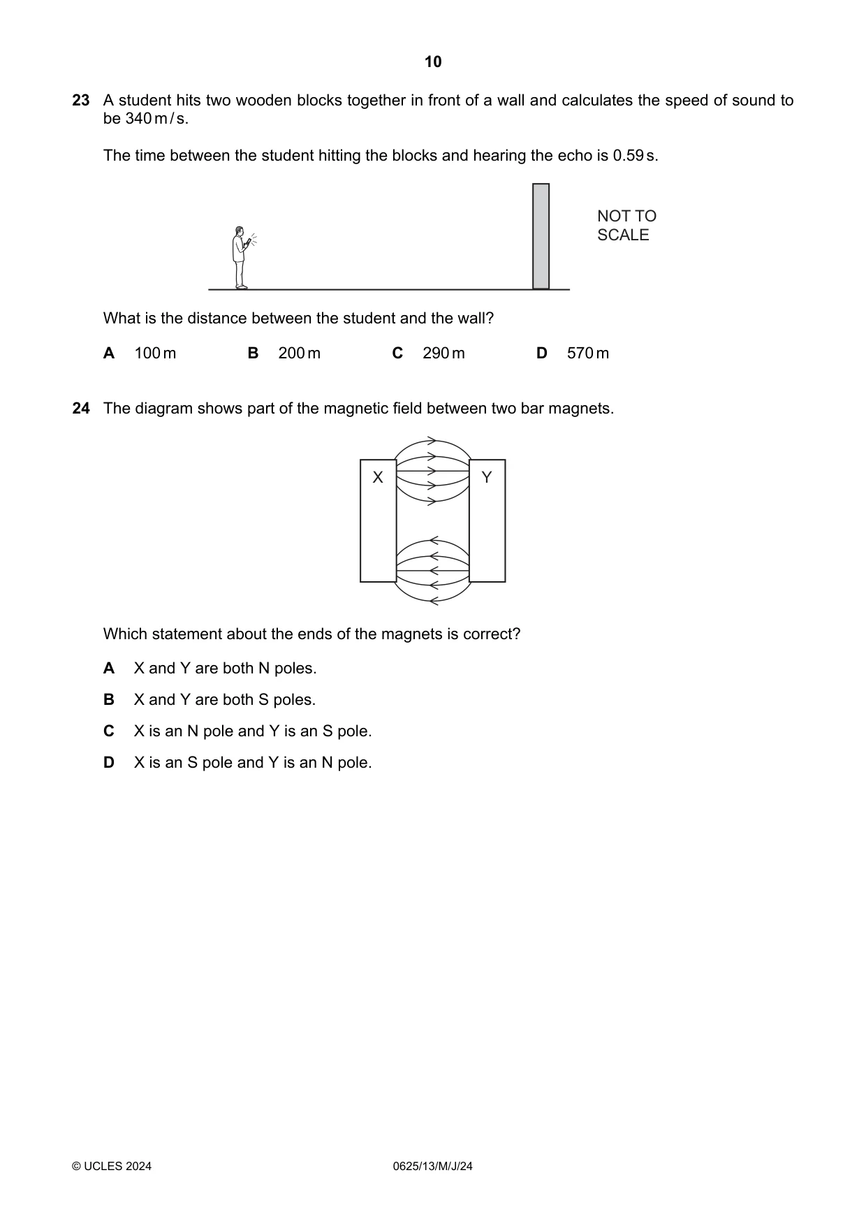 Cambridge IGCSE Physics 0625 2024 May/June Paper 1 · Variant 3 question paper, page 10 of 16