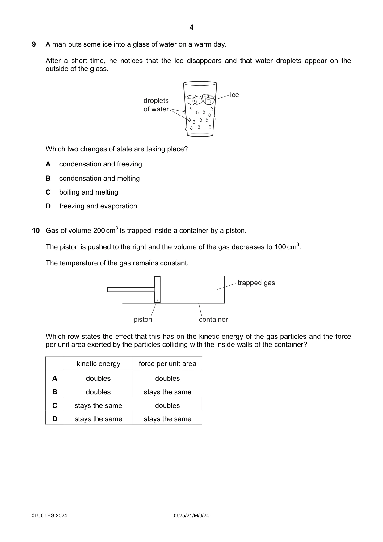 Cambridge IGCSE Physics 0625 2024 May/June Paper 2 · Variant 1 question paper, page 4 of 16