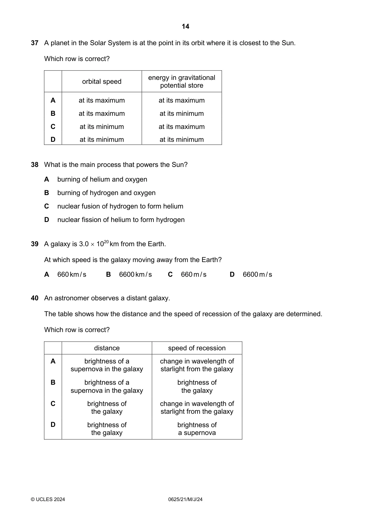 Cambridge IGCSE Physics 0625 2024 May/June Paper 2 · Variant 1 question paper, page 14 of 16