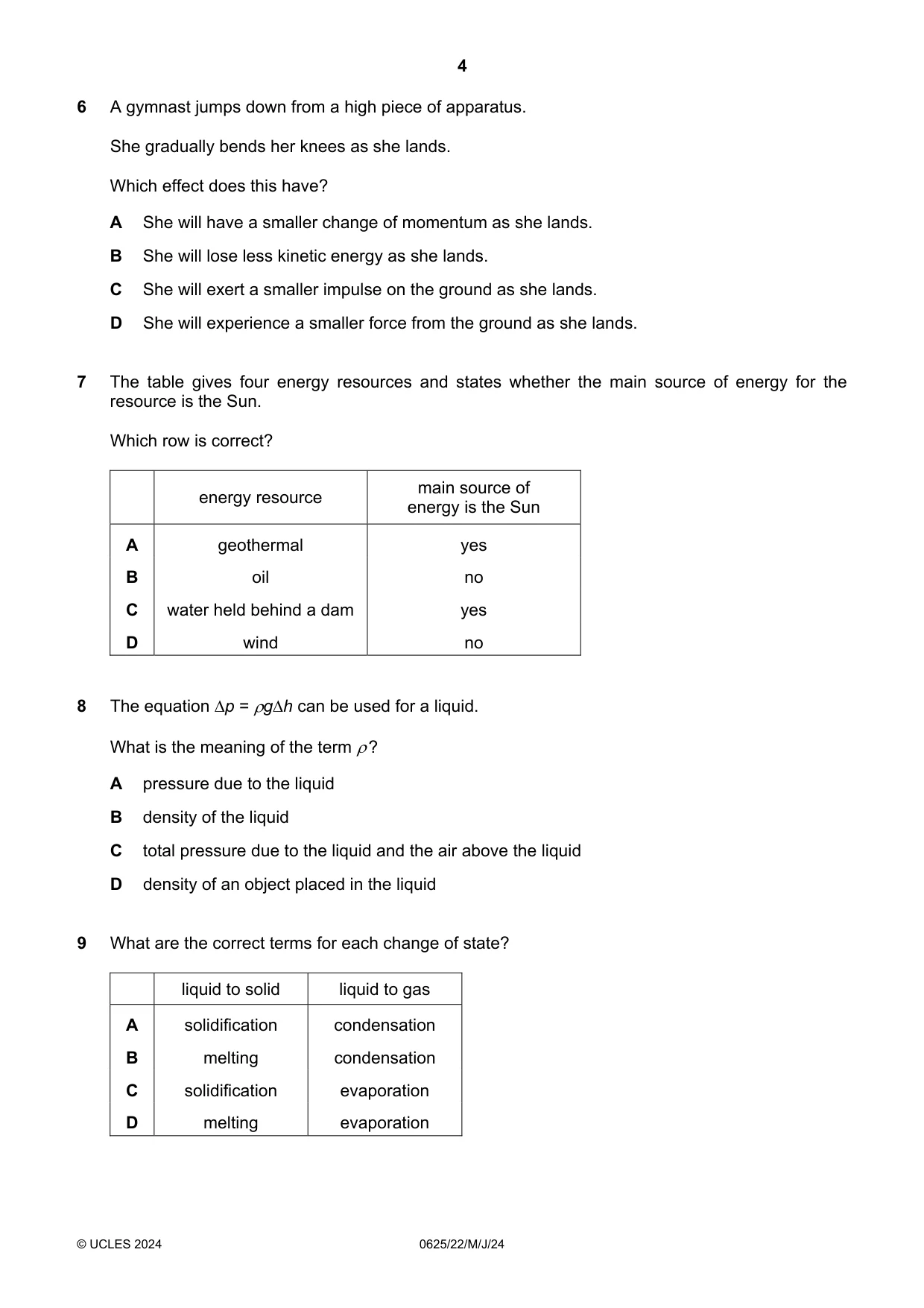 Cambridge IGCSE Physics 0625 2024 May/June Paper 2 · Variant 2 question paper, page 4 of 16