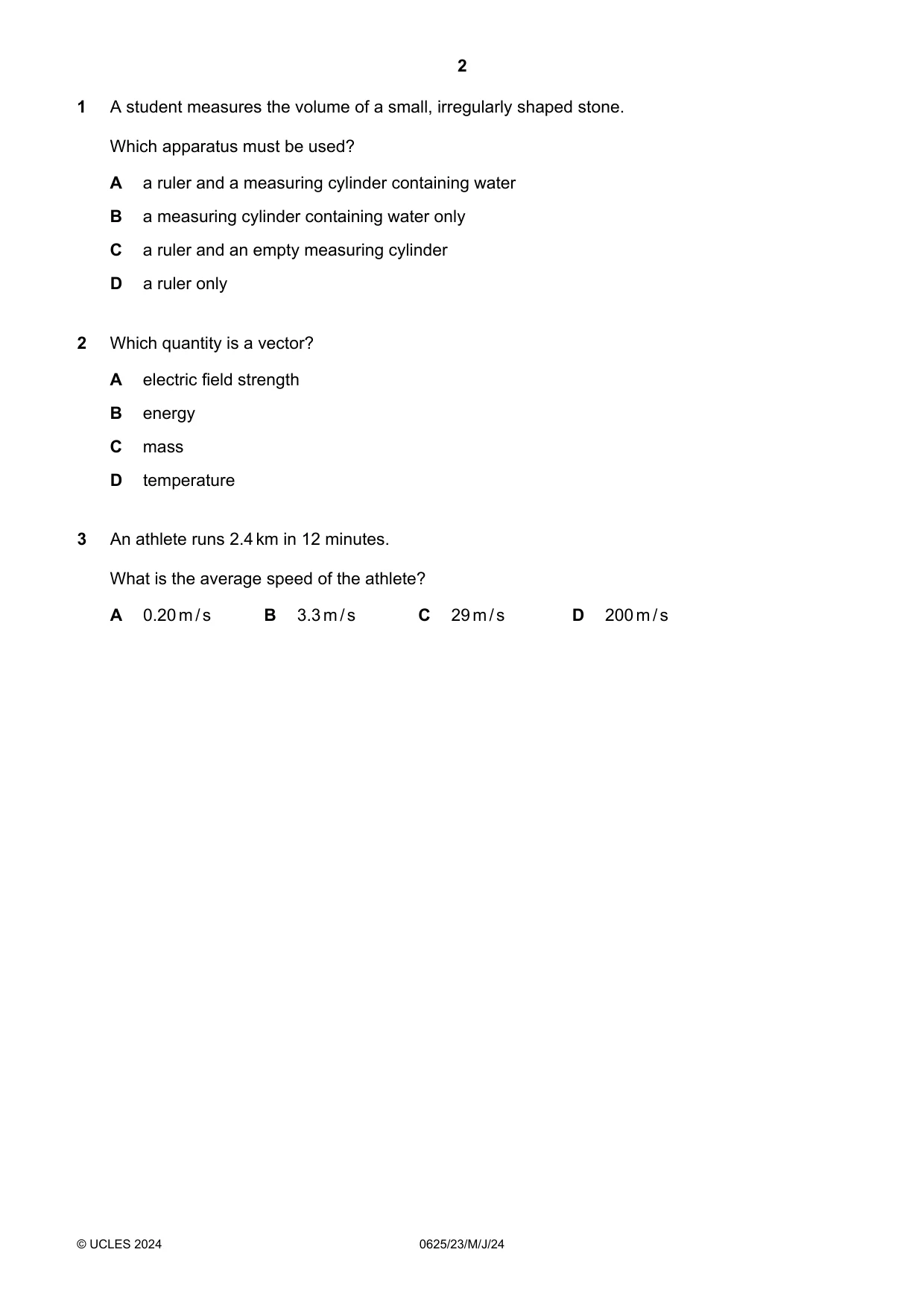 Cambridge IGCSE Physics 0625 2024 May/June Paper 2 · Variant 3 question paper, page 2 of 16