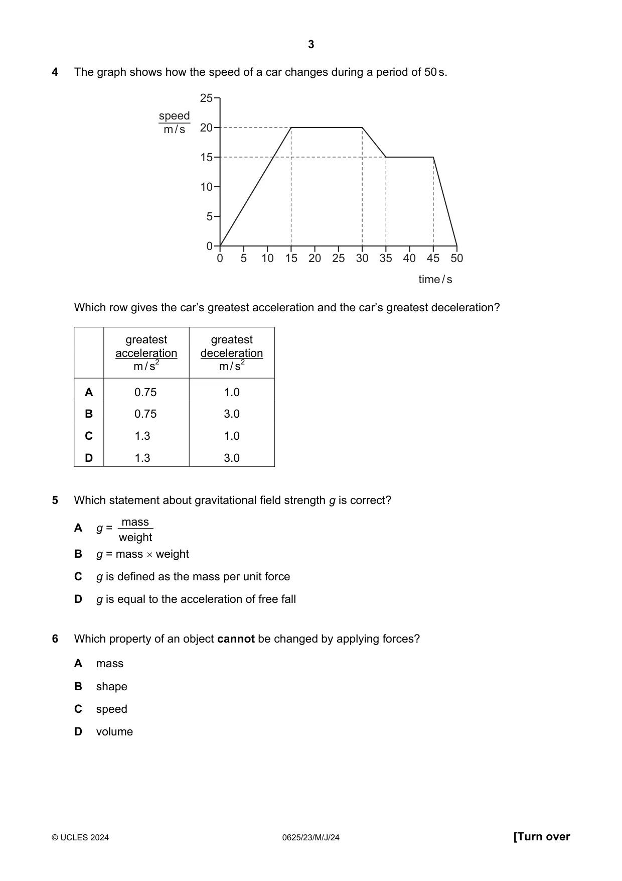 Cambridge IGCSE Physics 0625 2024 May/June Paper 2 · Variant 3 question paper, page 3 of 16