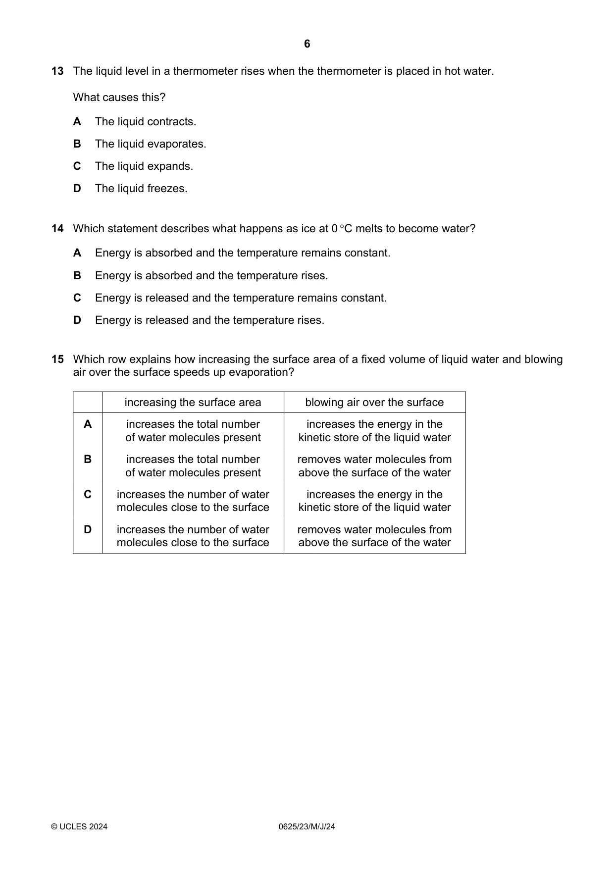 Cambridge IGCSE Physics 0625 2024 May/June Paper 2 · Variant 3 question paper, page 6 of 16