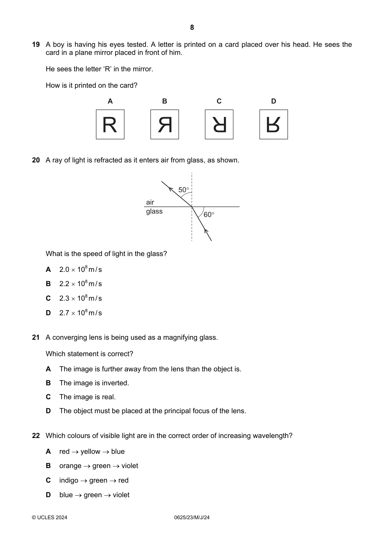 Cambridge IGCSE Physics 0625 2024 May/June Paper 2 · Variant 3 question paper, page 8 of 16
