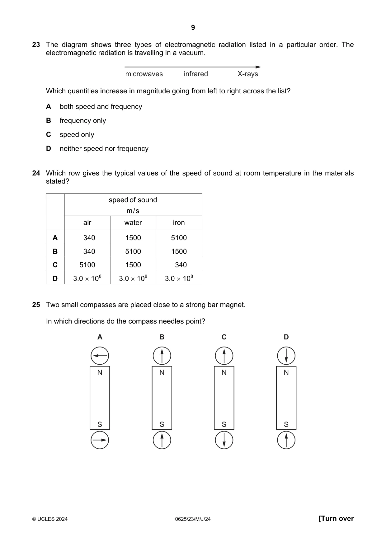 Cambridge IGCSE Physics 0625 2024 May/June Paper 2 · Variant 3 question paper, page 9 of 16