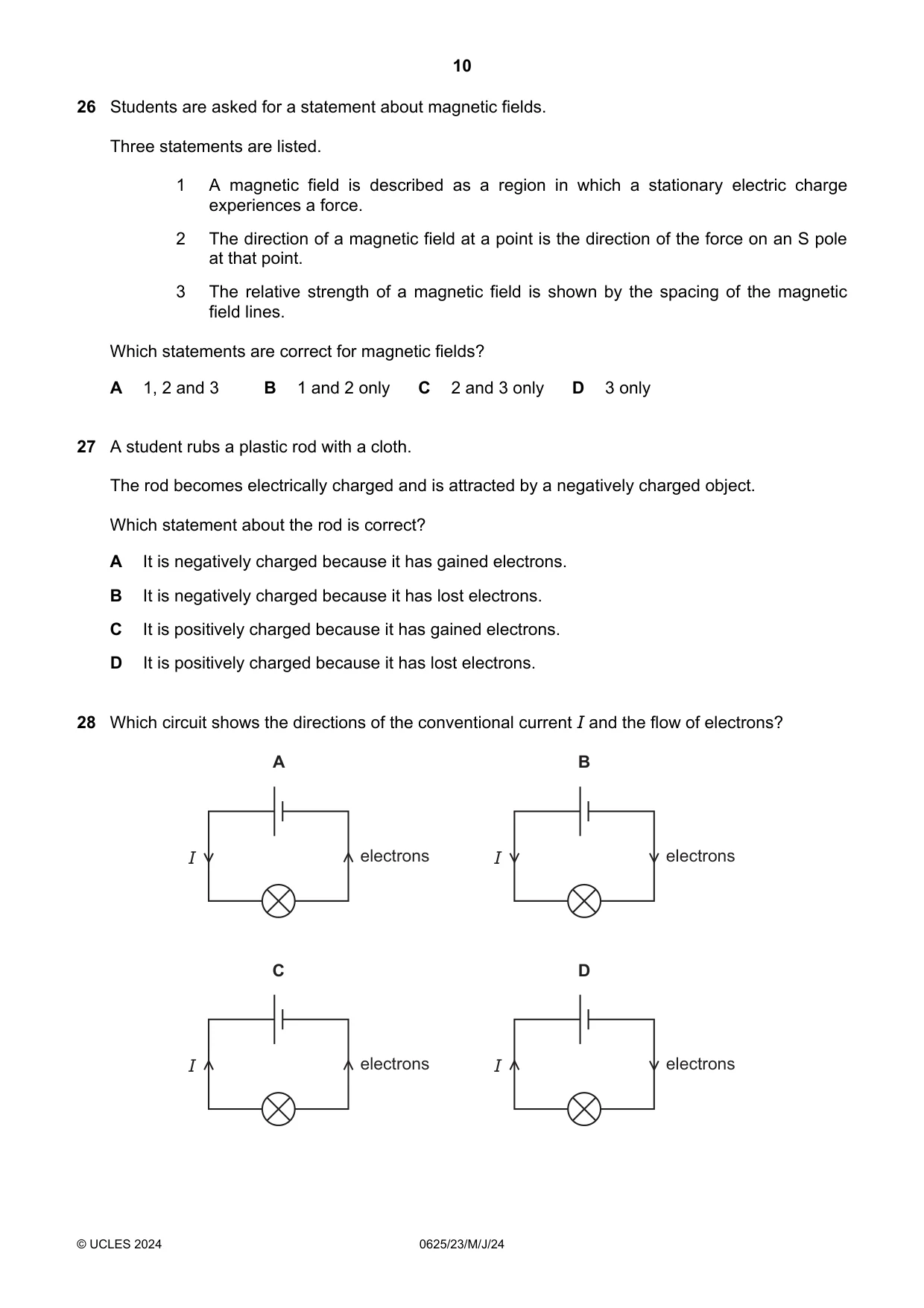 Cambridge IGCSE Physics 0625 2024 May/June Paper 2 · Variant 3 question paper, page 10 of 16