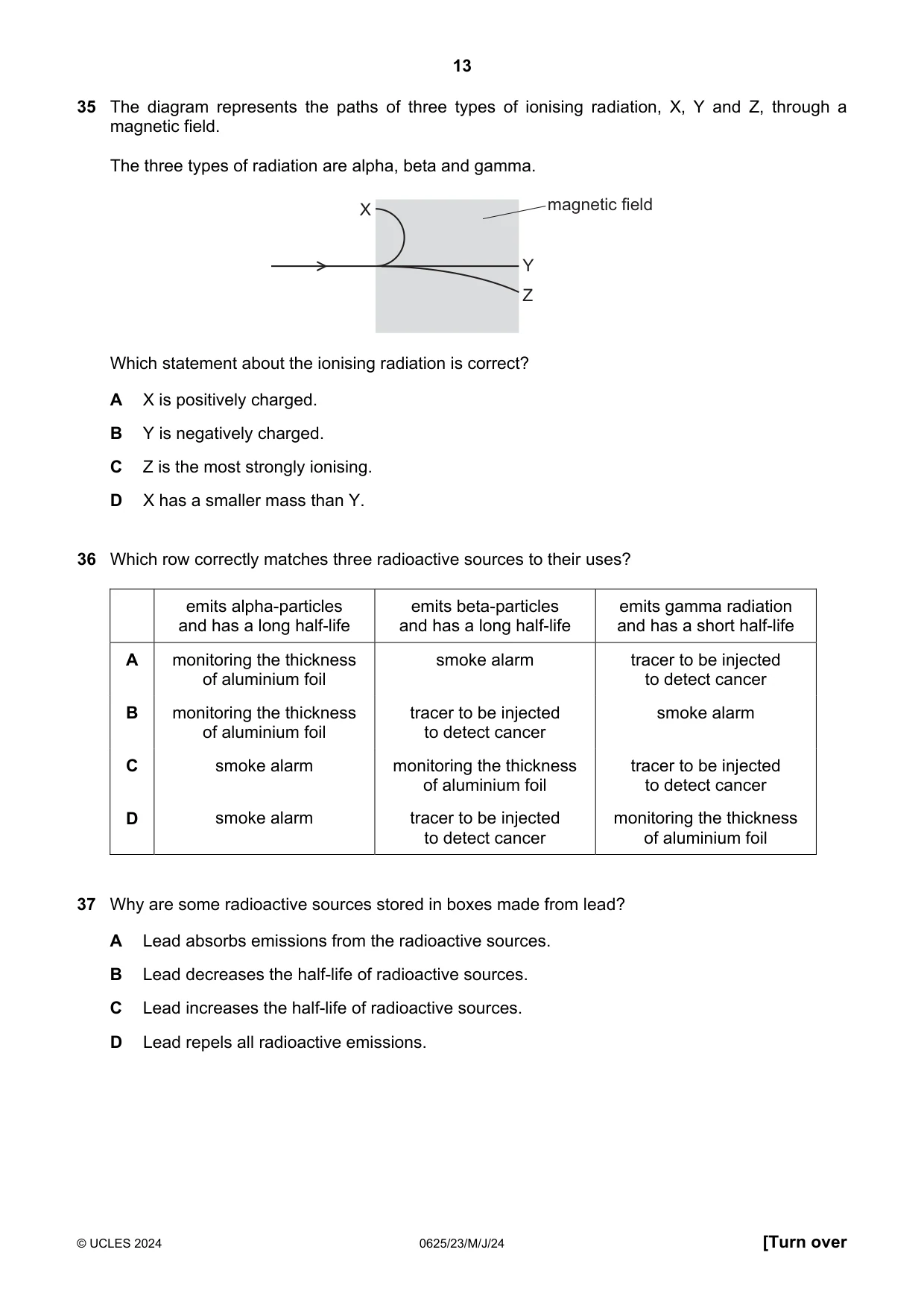 Cambridge IGCSE Physics 0625 2024 May/June Paper 2 · Variant 3 question paper, page 13 of 16